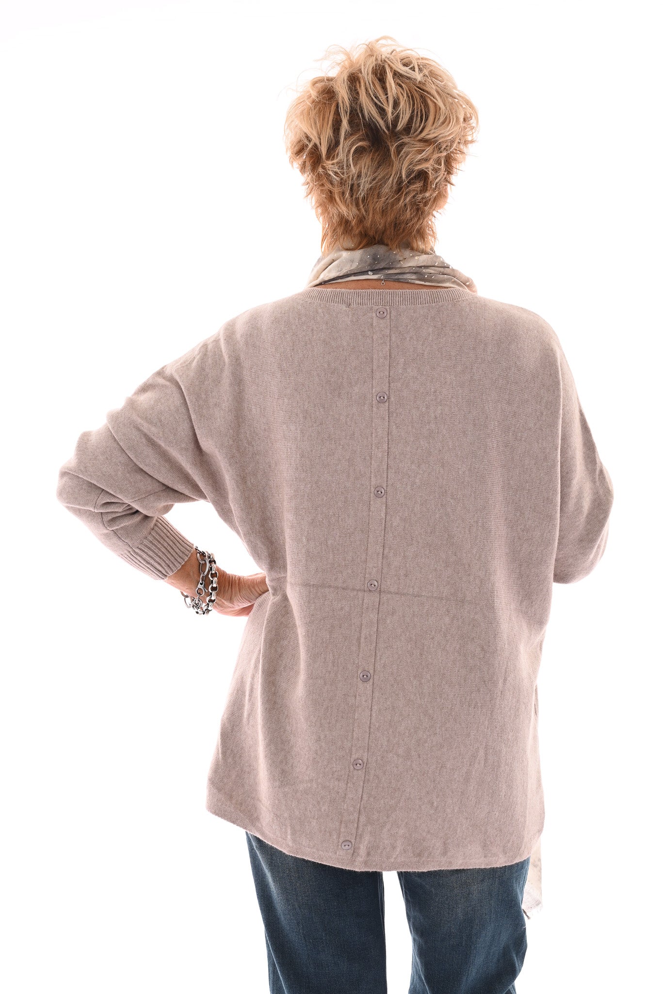 Trui met knoopjes beige