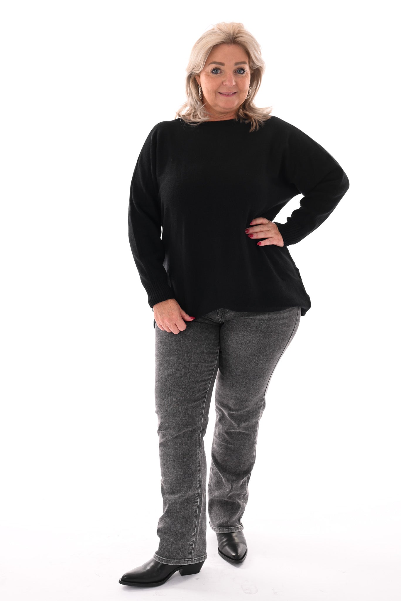 Norfy straight high waist jeans grijs