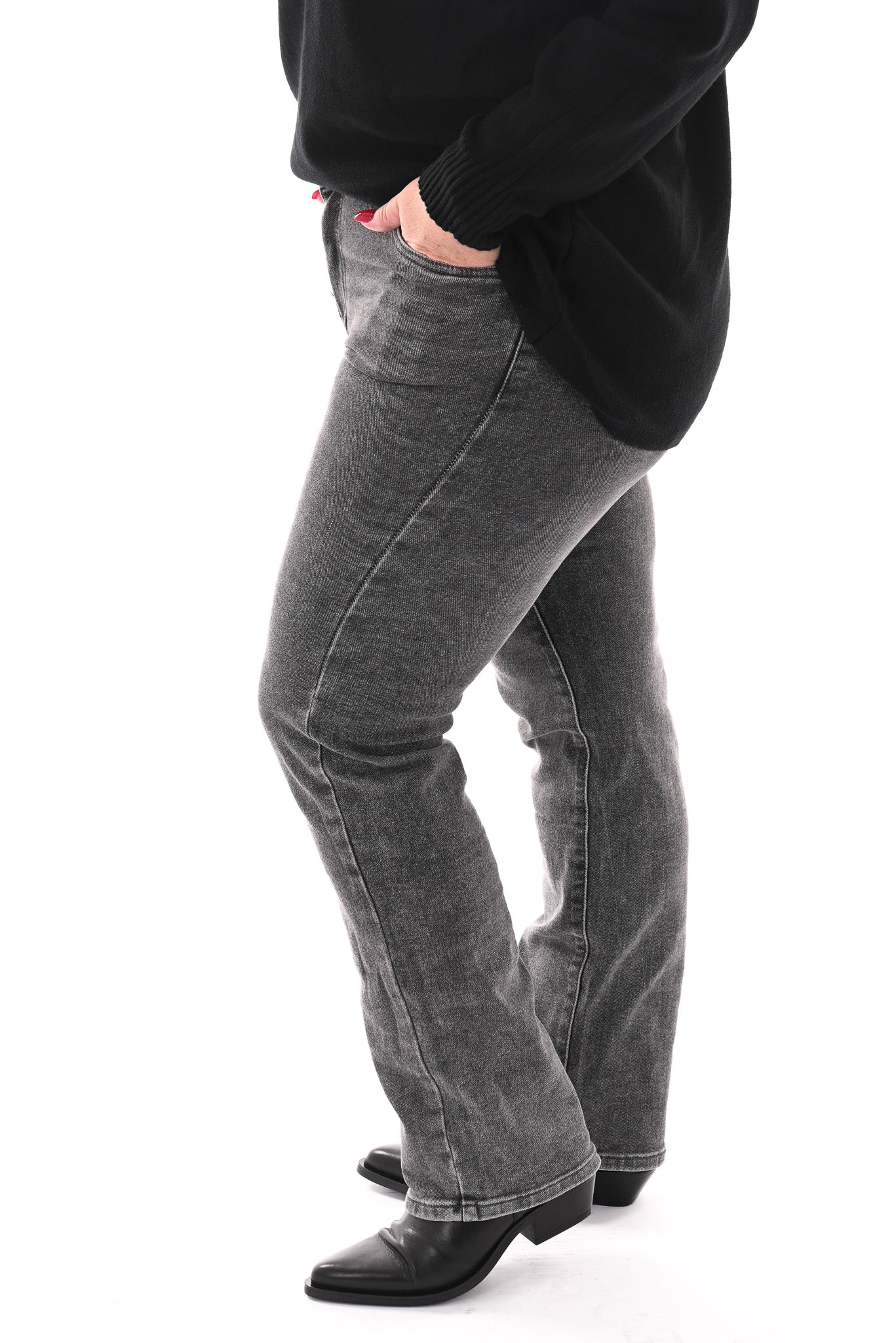 Norfy straight high waist jeans grijs