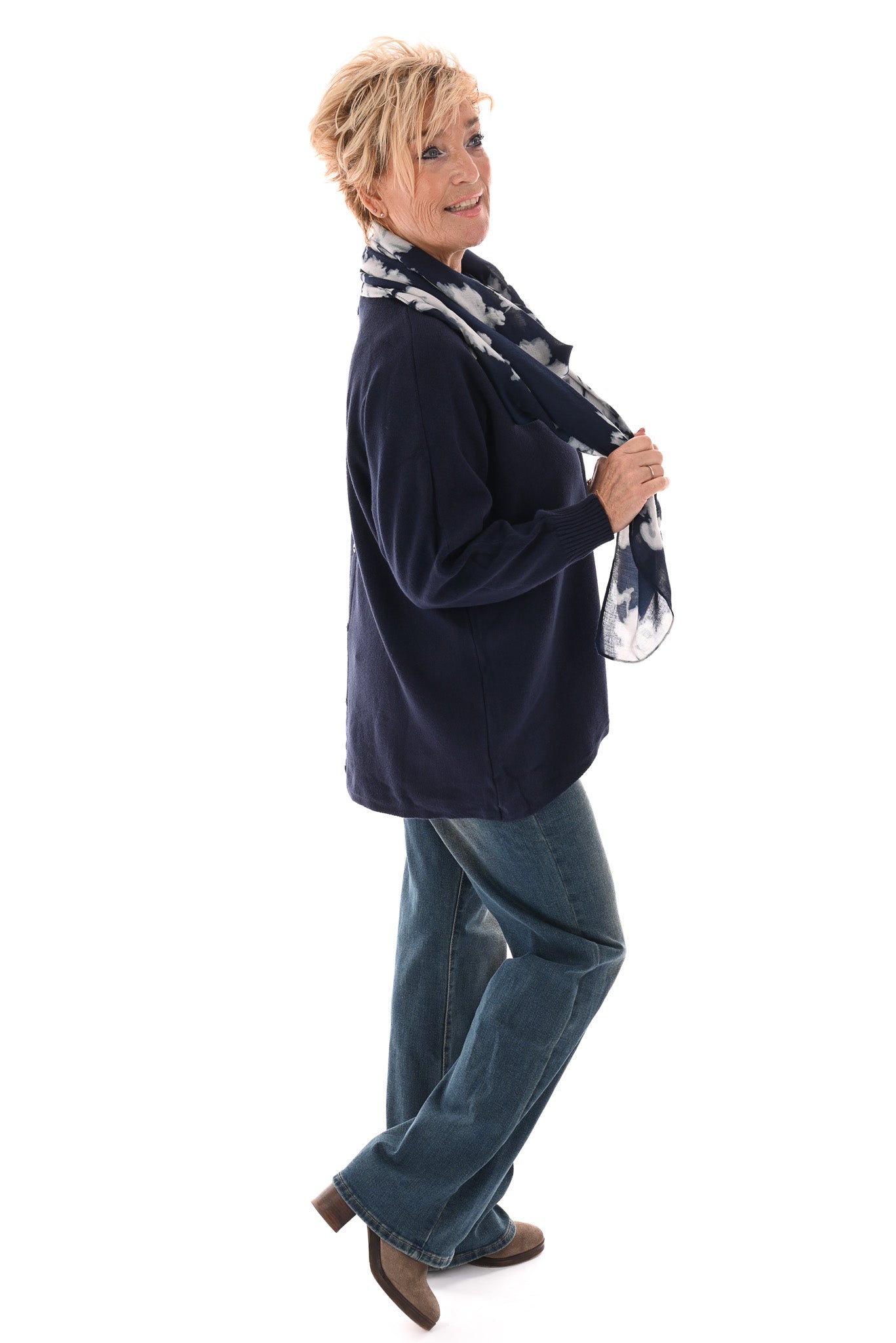 Trui met knoopjes marineblauw