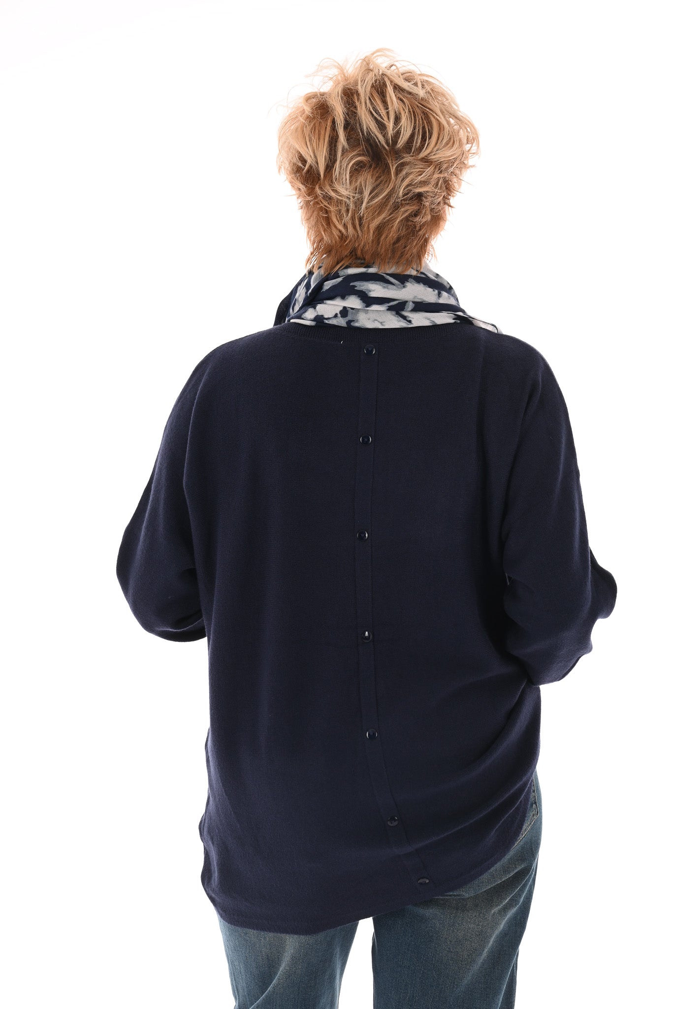 Trui met knoopjes marineblauw