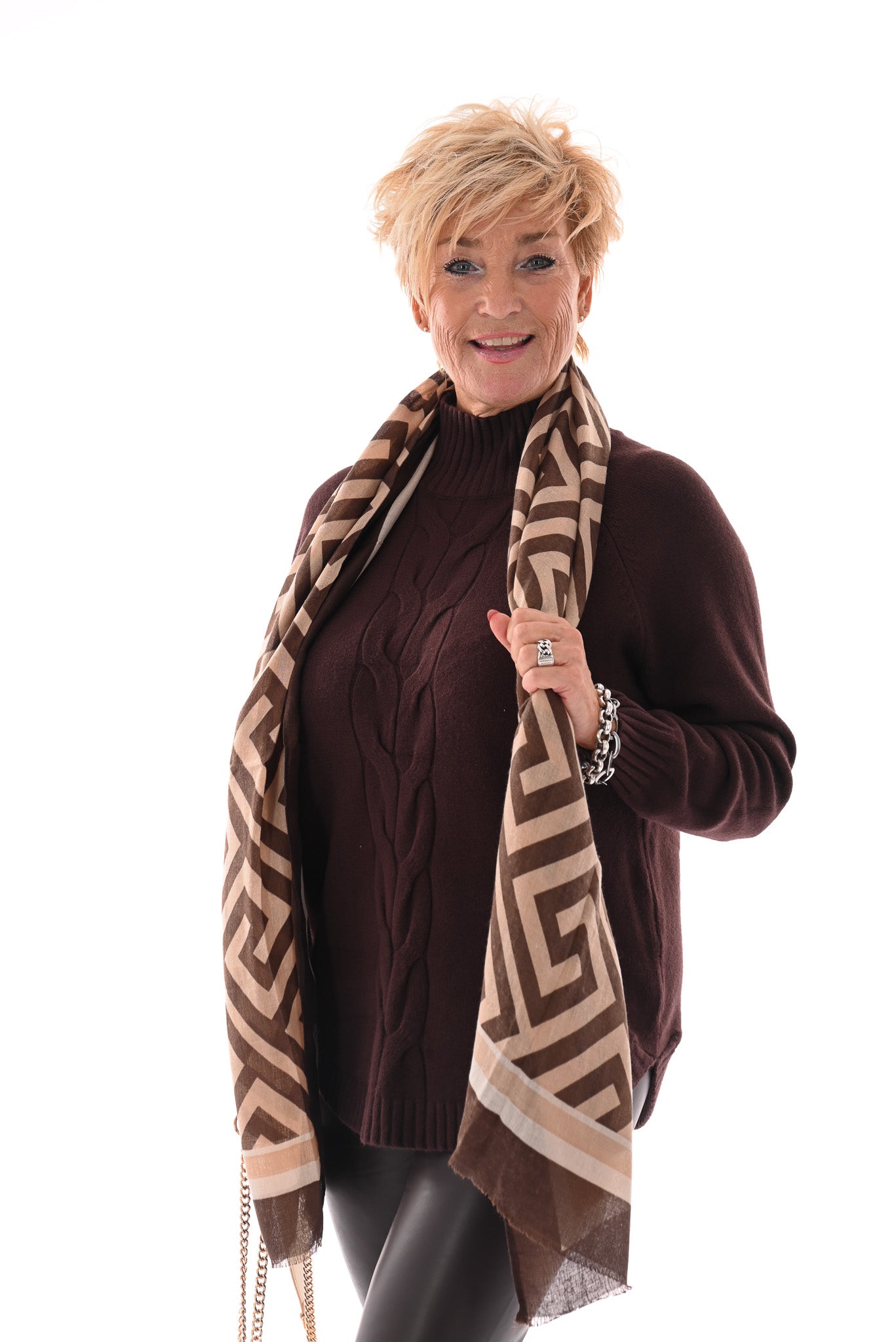 Sjaal maze bruin/beige