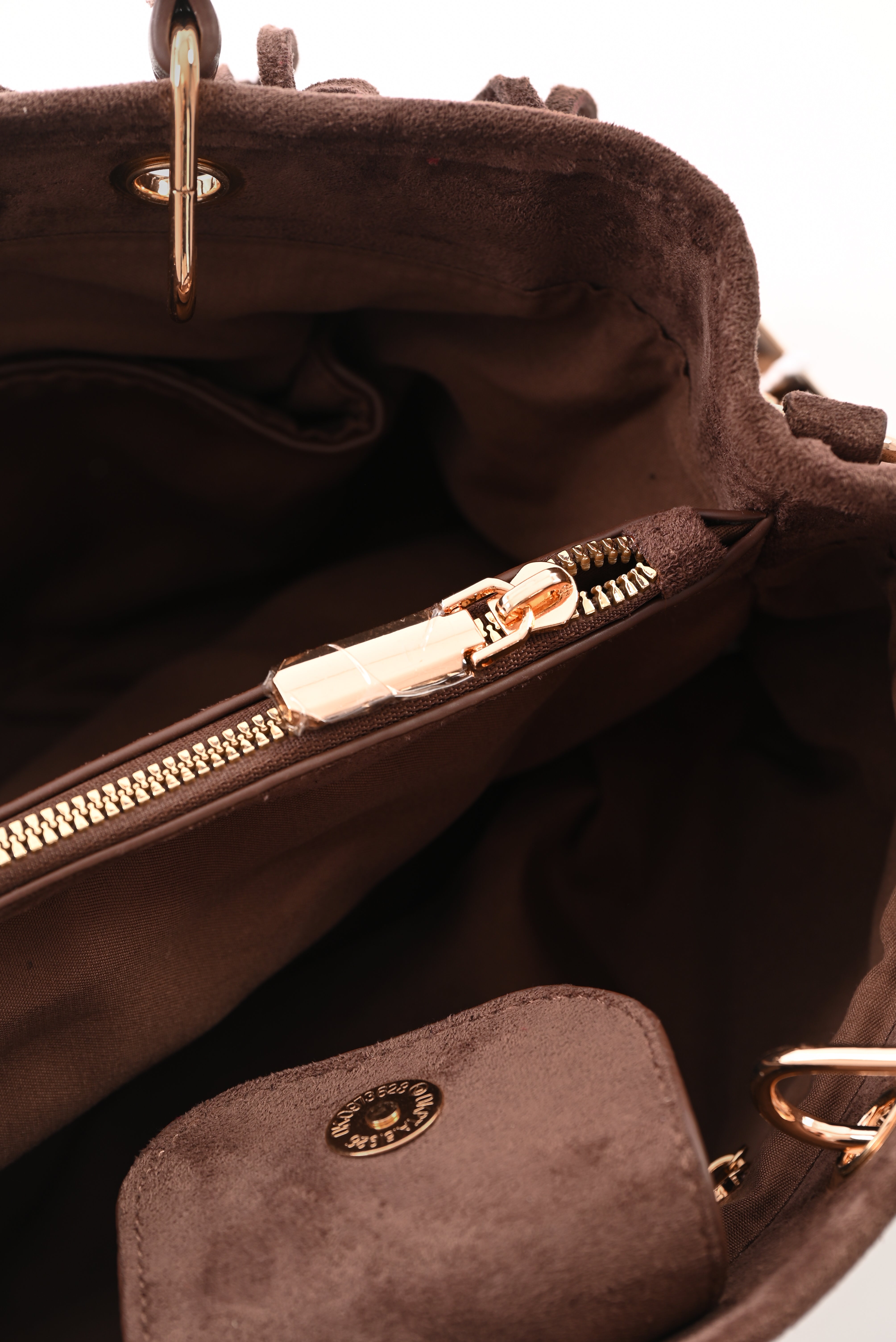 Tas suedinelook franjes donkerbruin