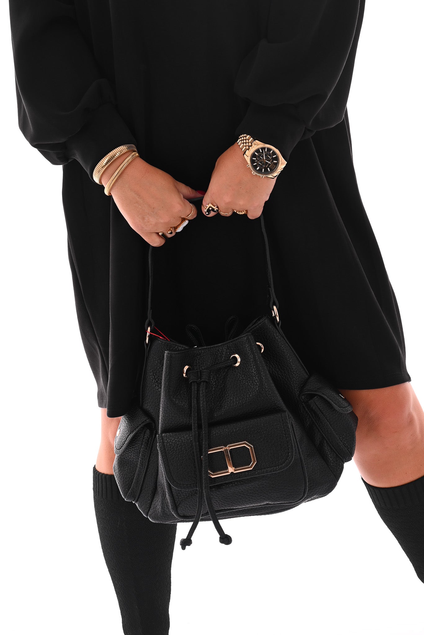 Crossbody tas goude details zwart