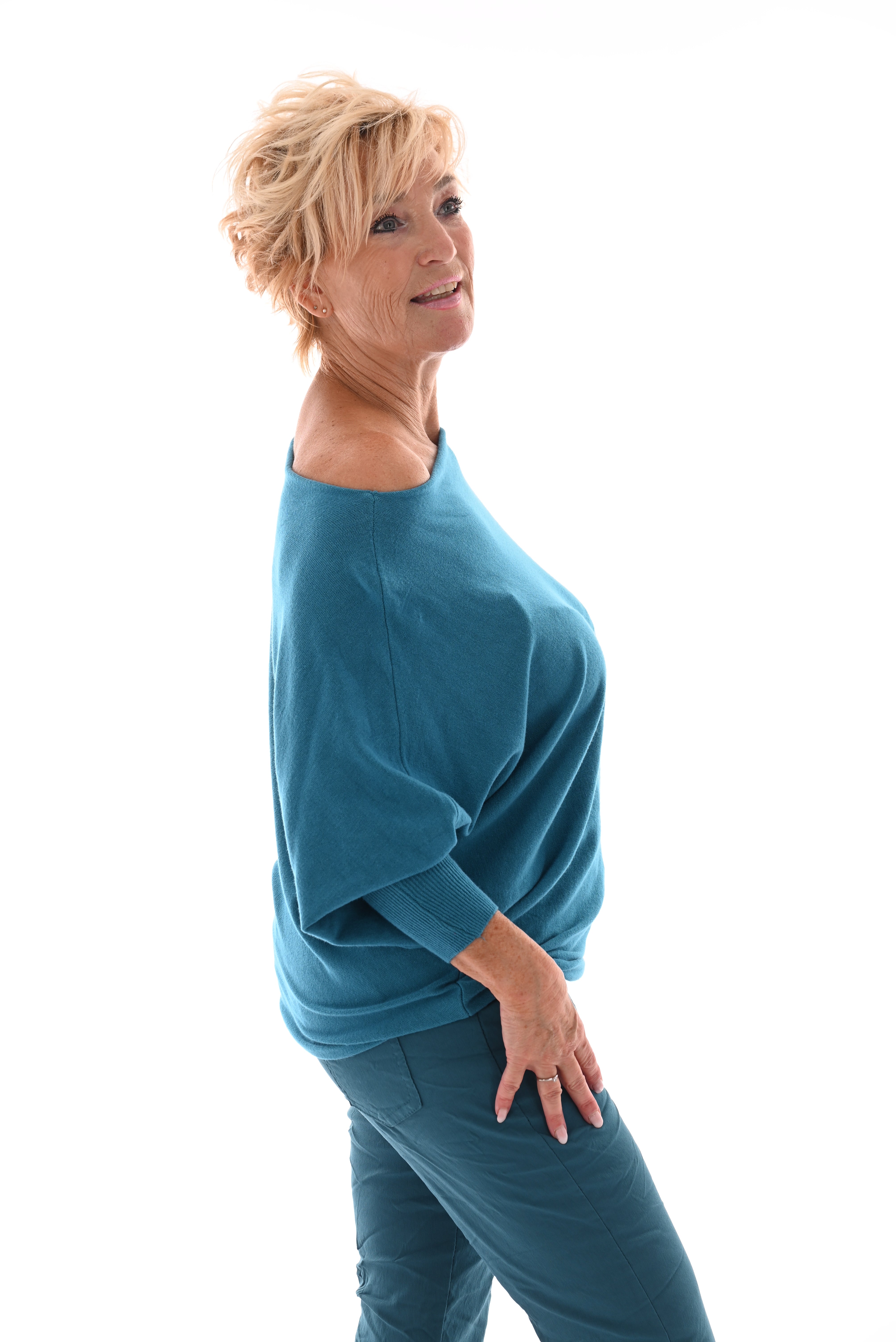 Trui vleermuis uni blauw