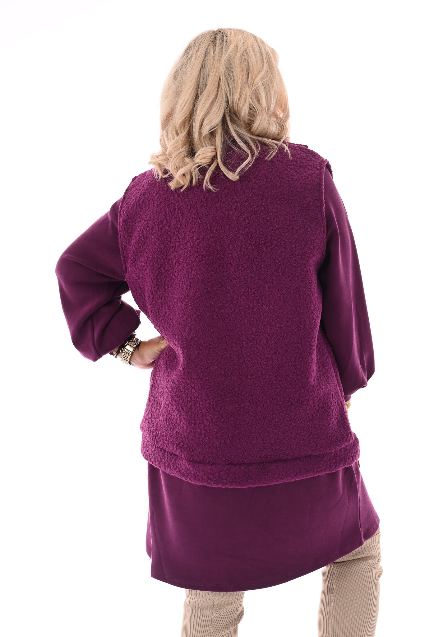 Boucle gilet met knopen en zakken magenta