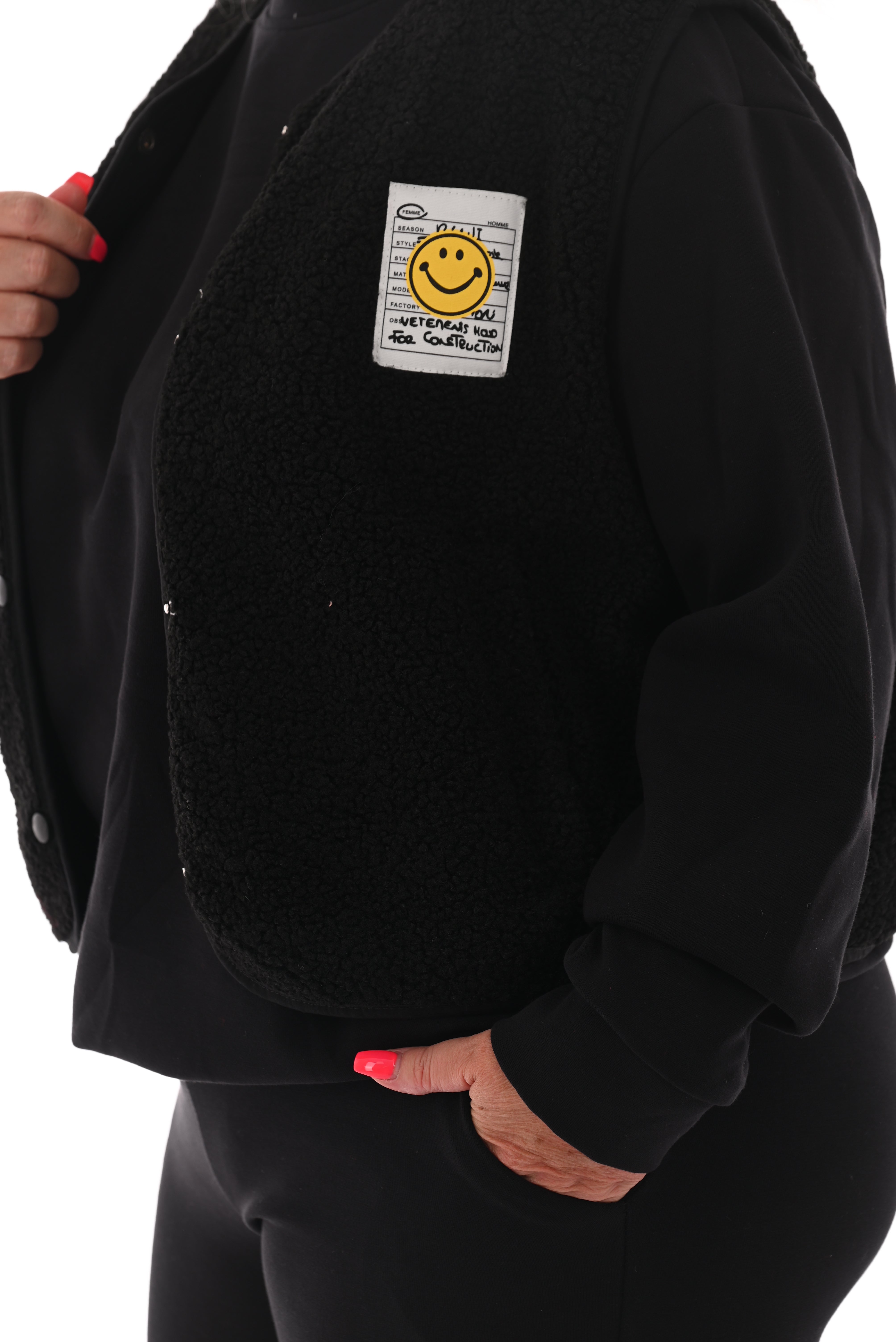 Gilet teddy smiley zwart