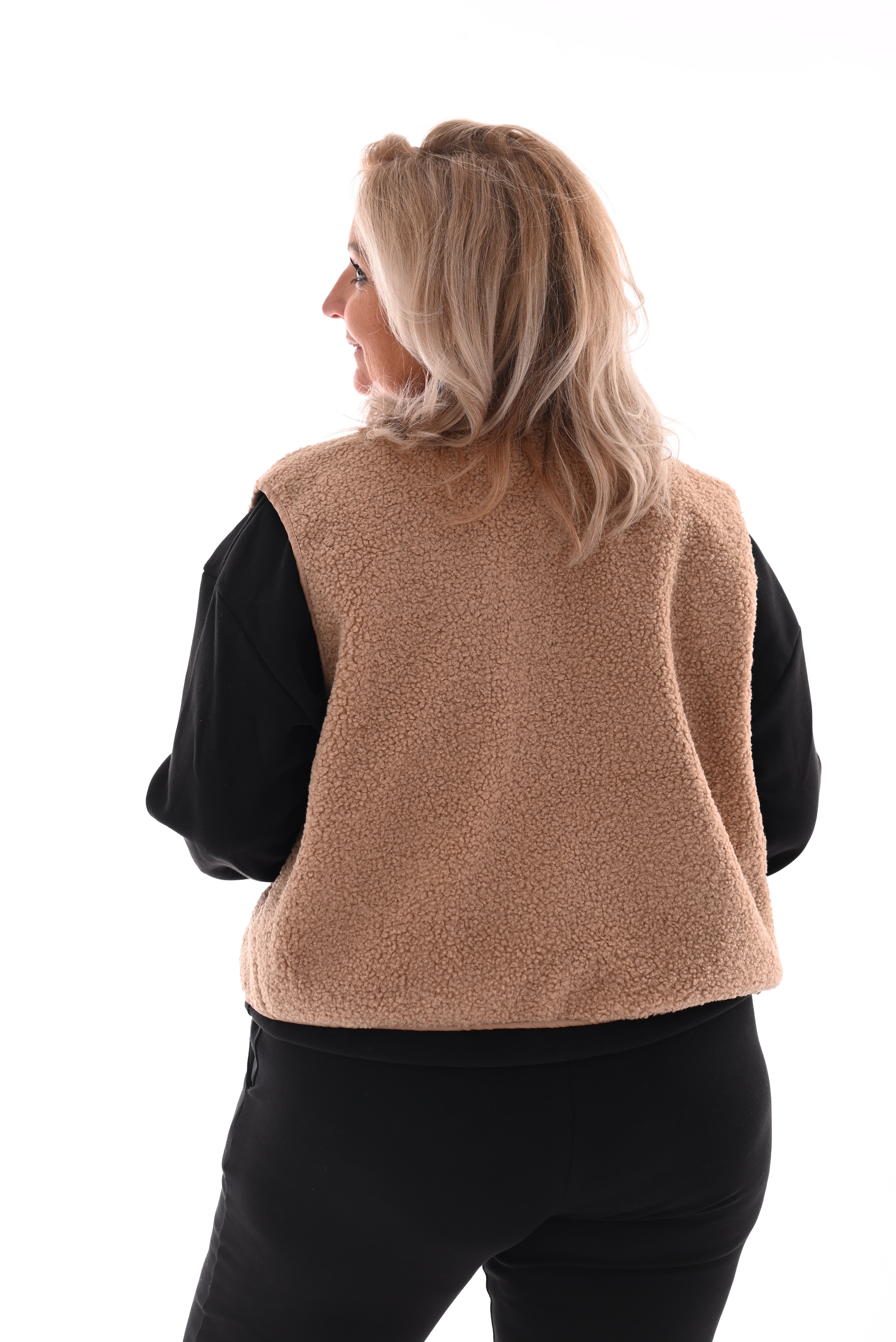 Gilet teddy smiley camel