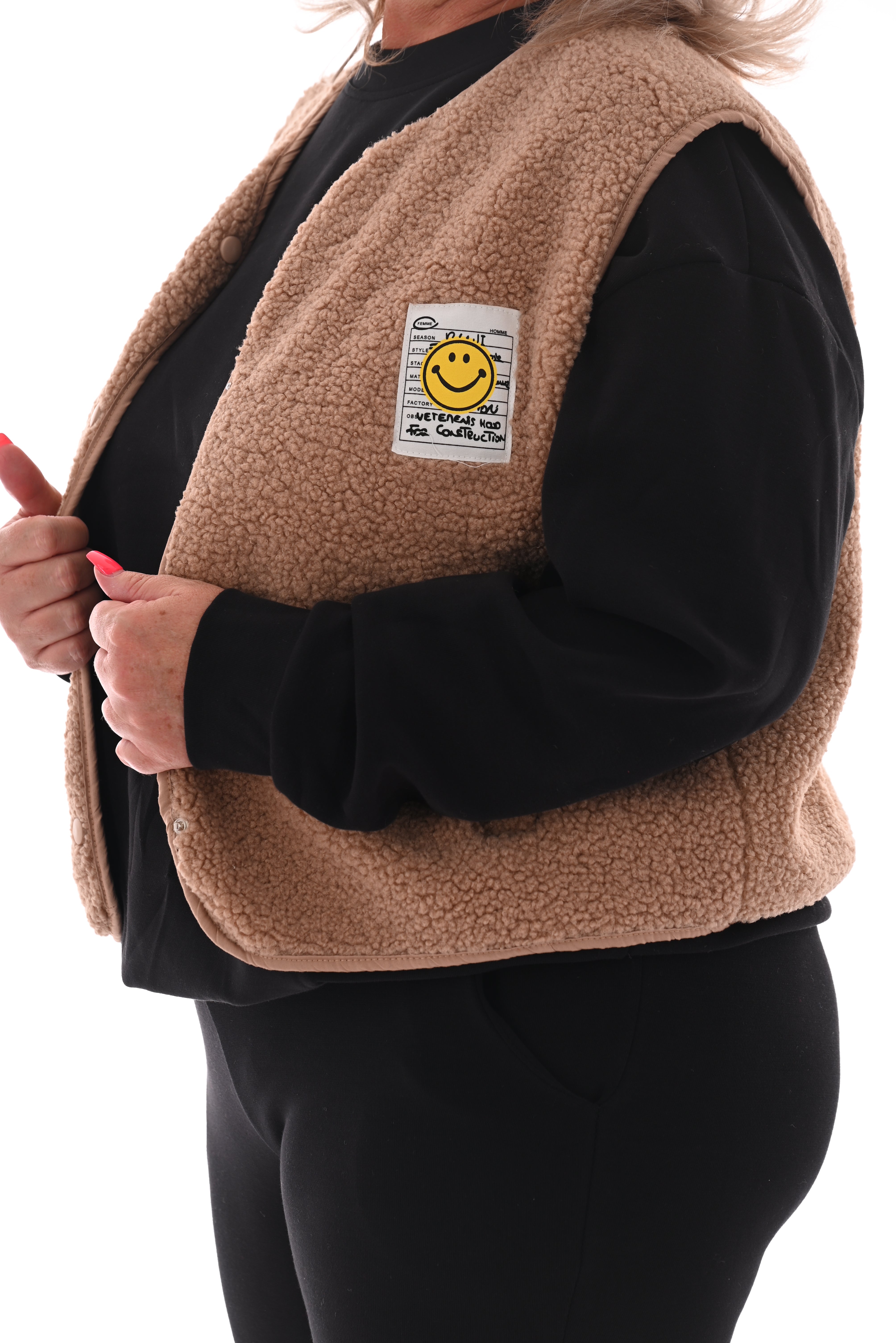 Gilet teddy smiley camel
