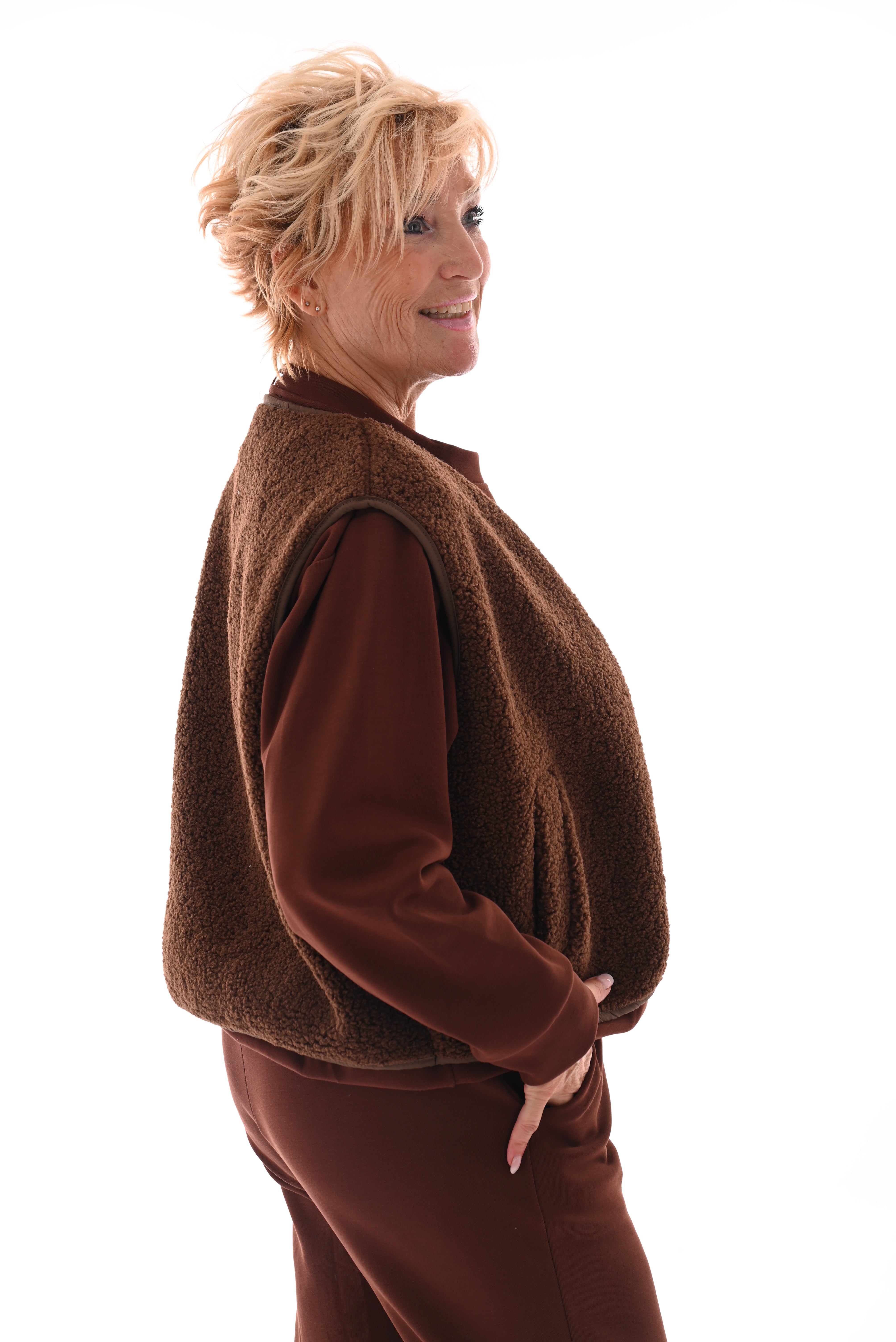 Gilet teddy smiley bruin