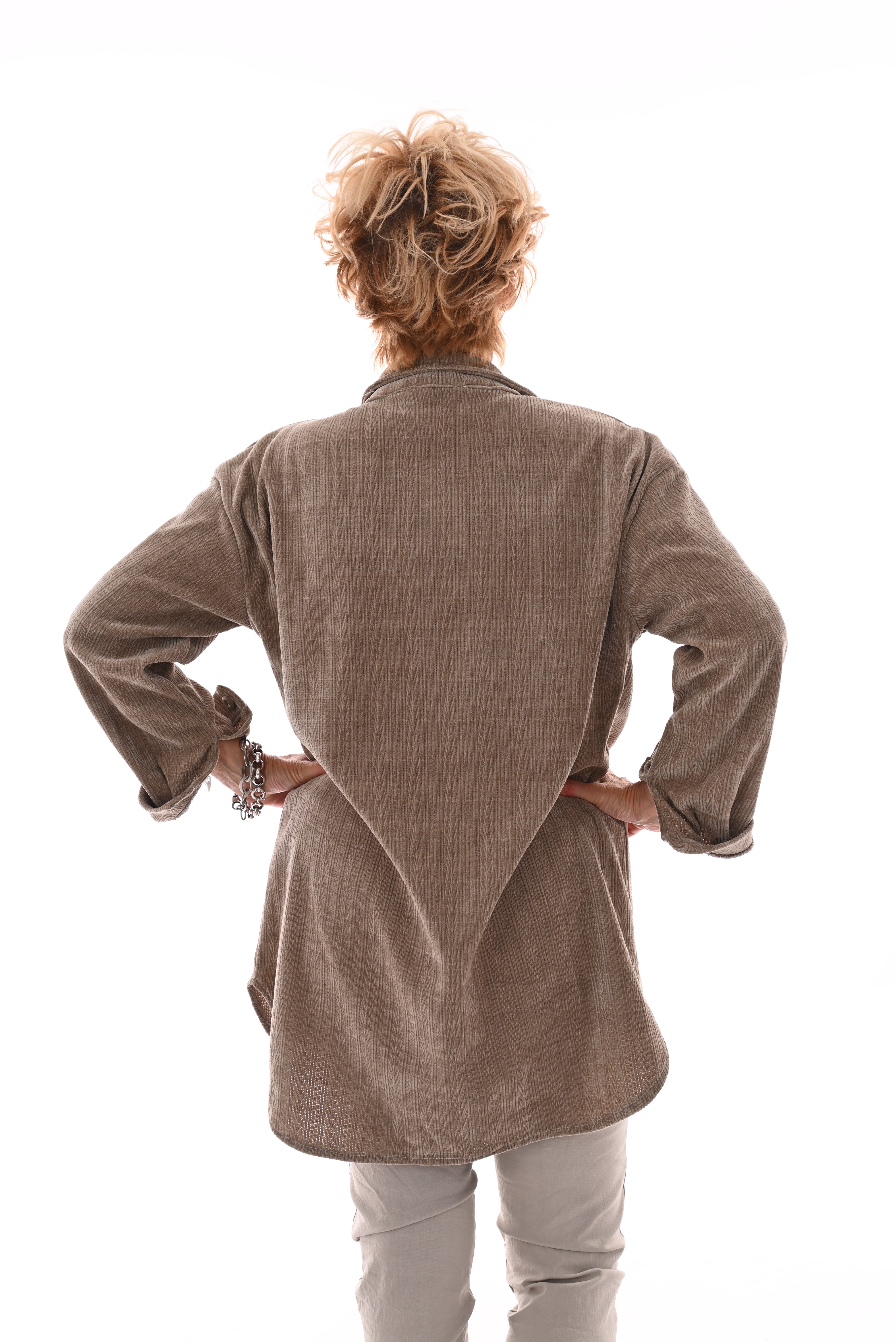 Corduroy blouse patroon taupe
