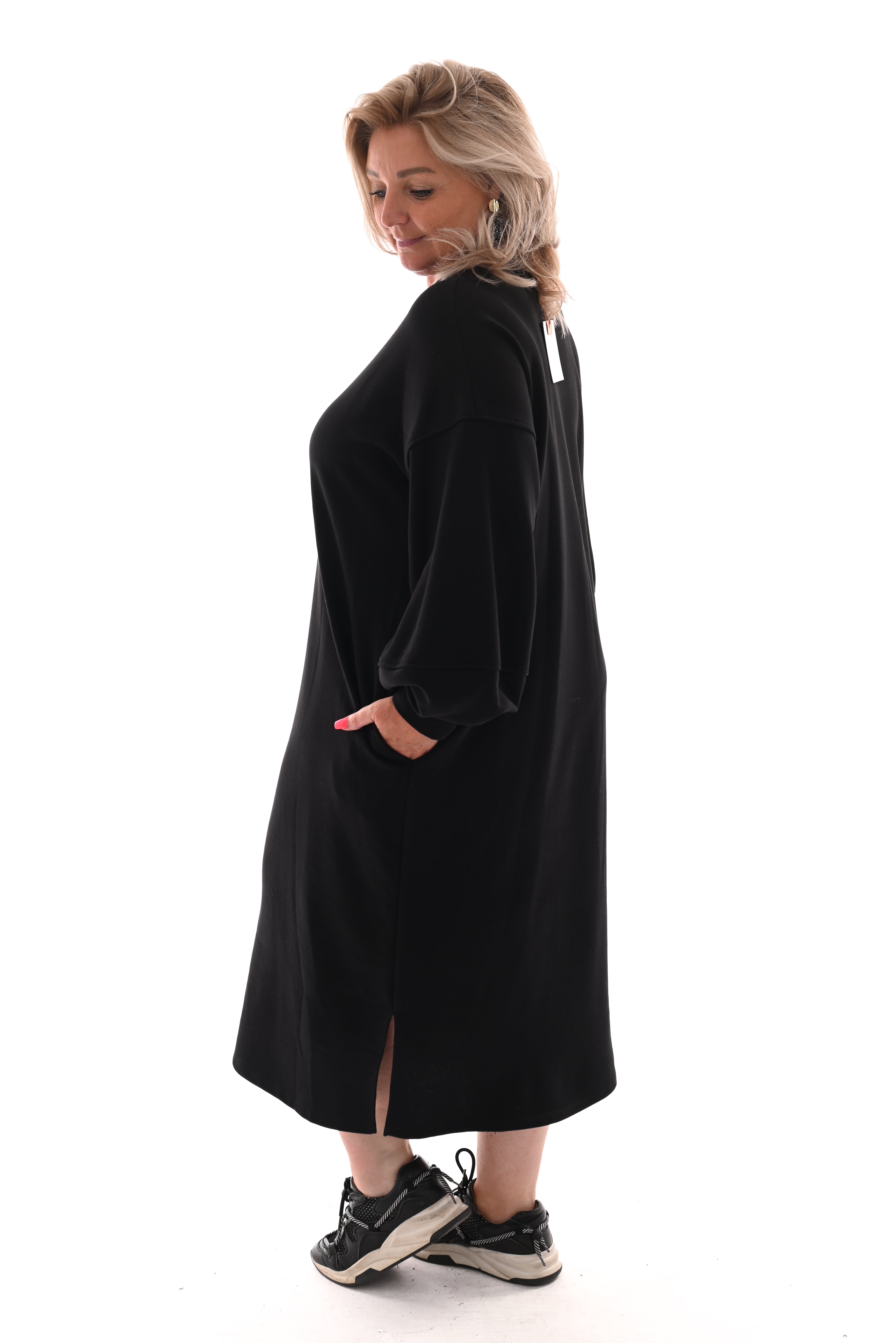 Sweaterdress met zakken zwart