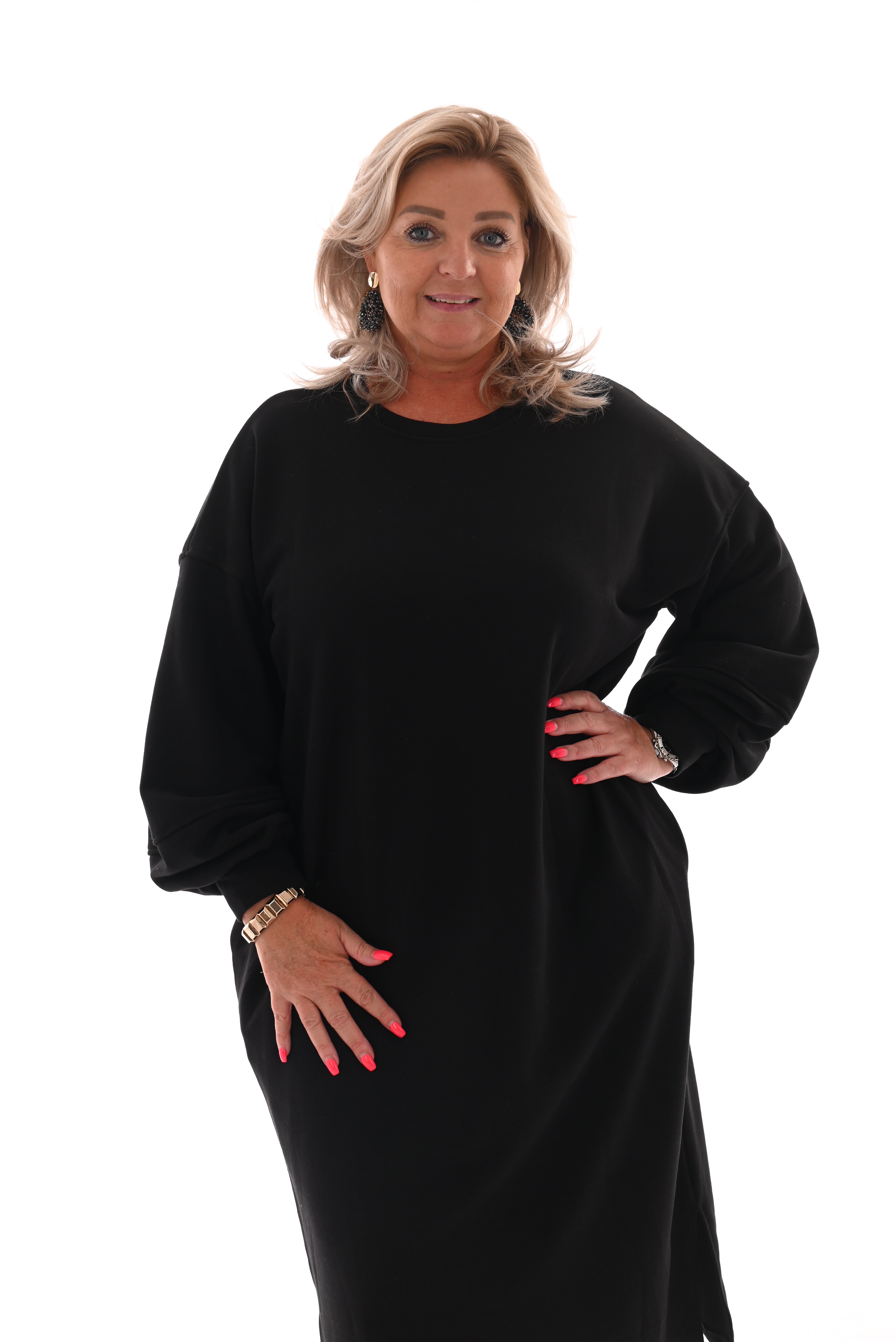 Sweaterdress met zakken zwart