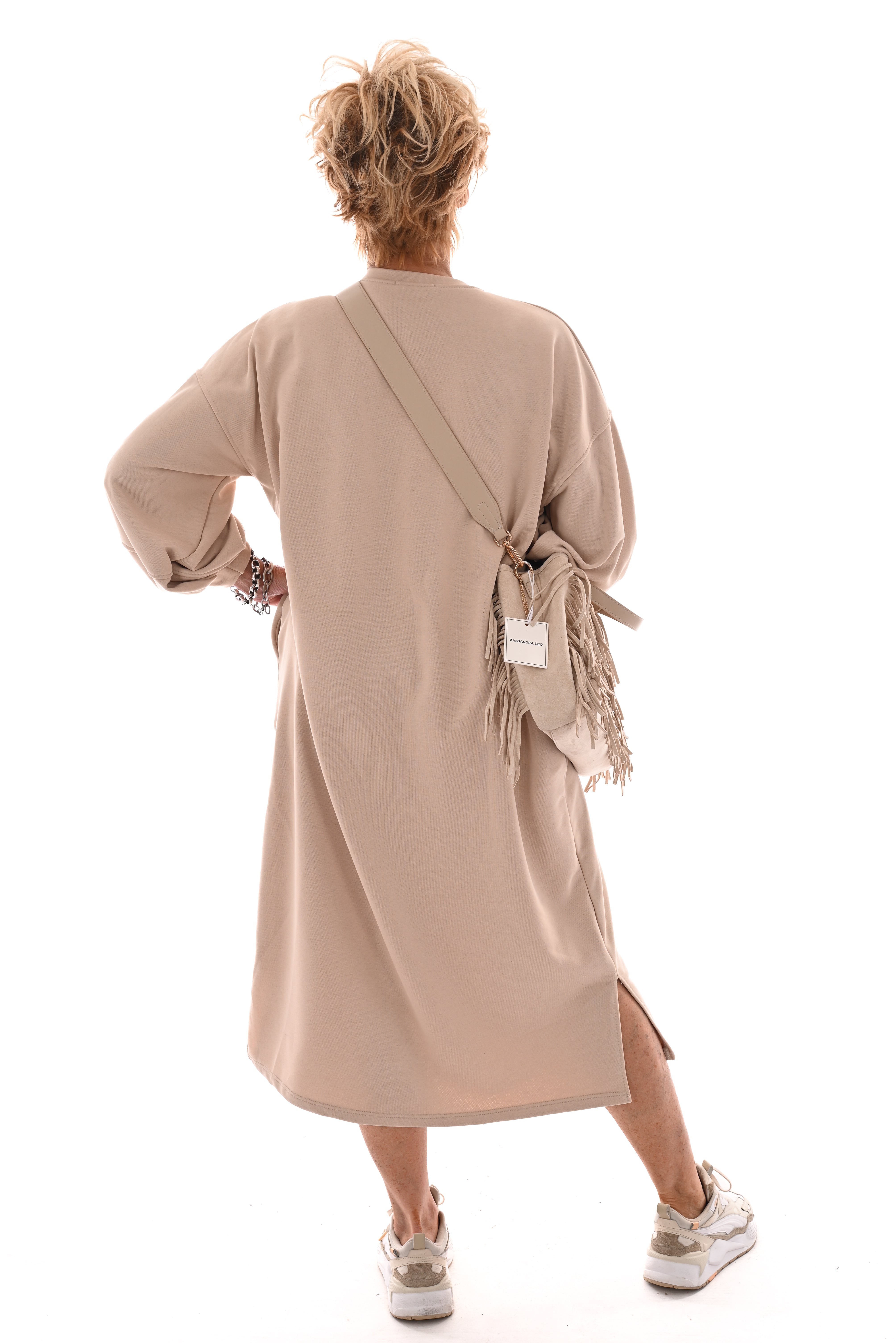 Sweaterdress met zakken beige