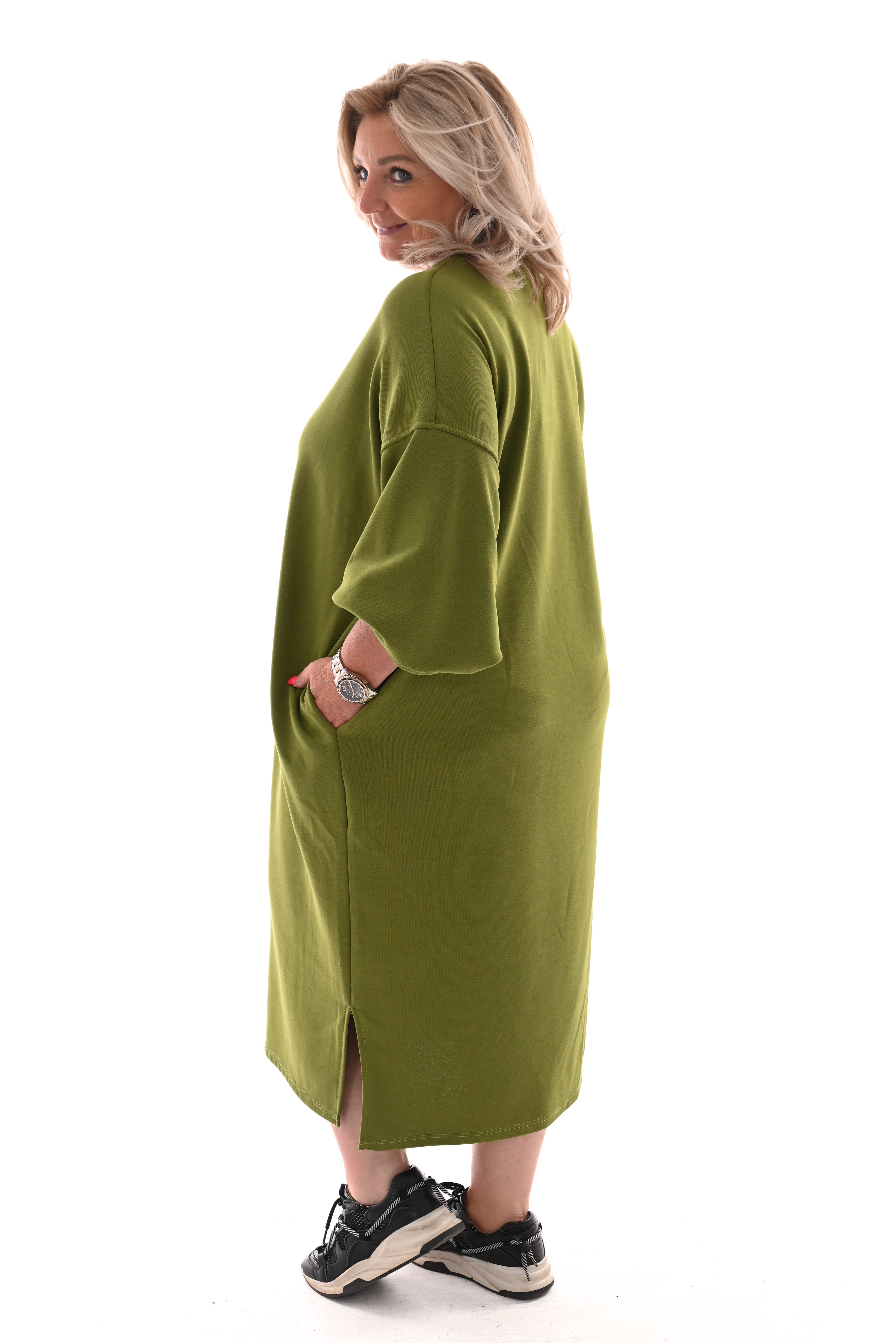 Sweaterdress met zakken groen