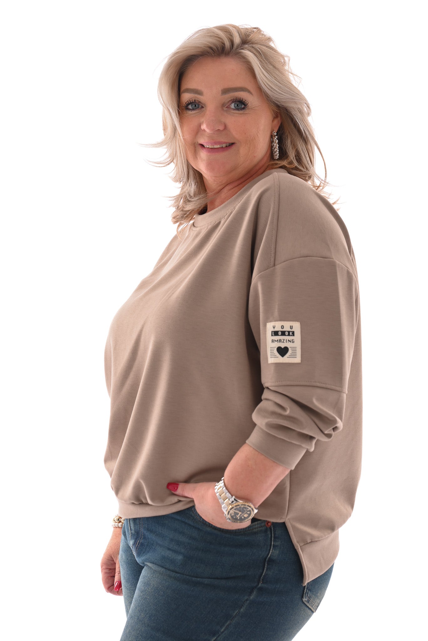 Sweater you look amazing taupe