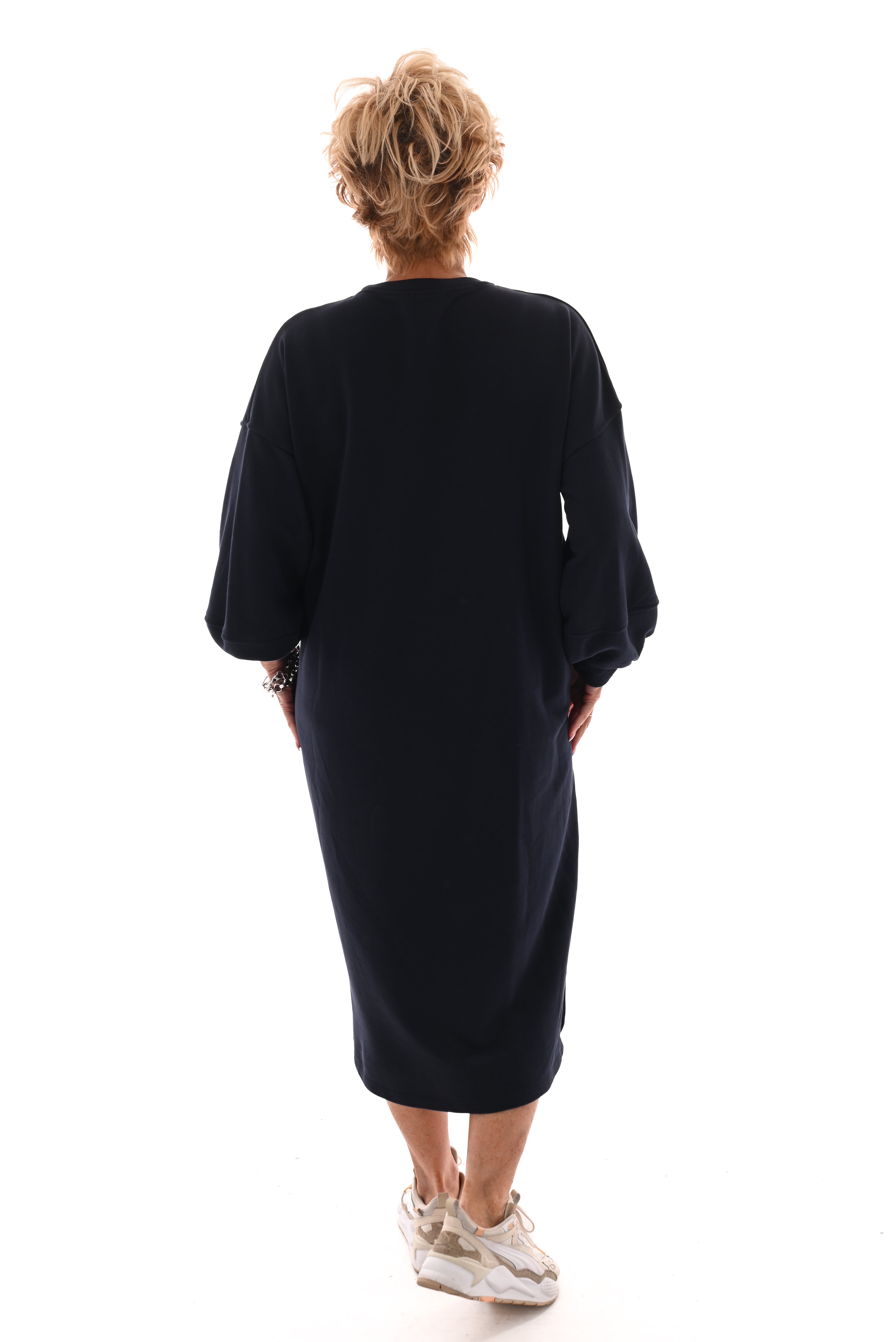 Sweaterdress met zakken marineblauw