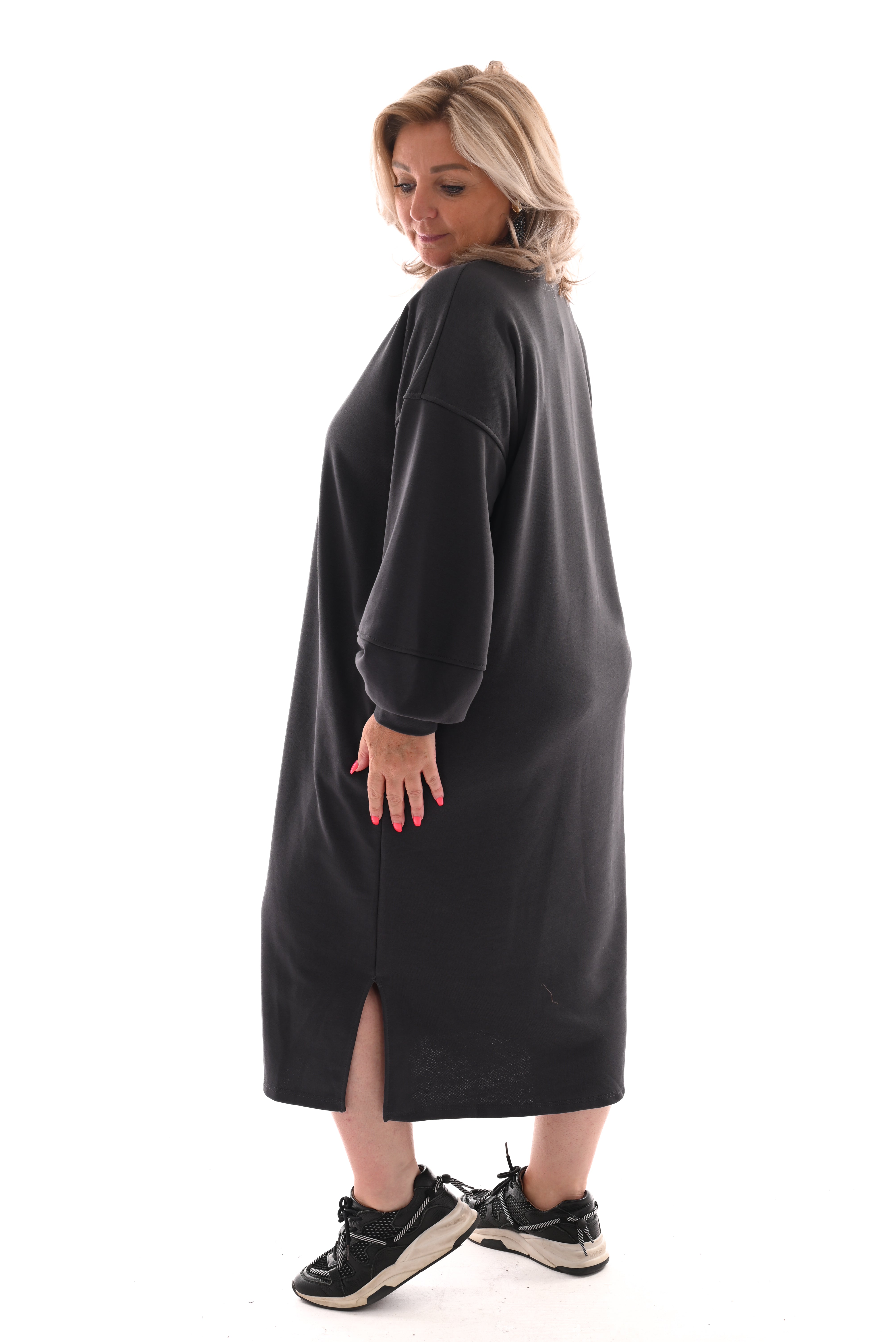 Sweaterdress met zakken antraciet