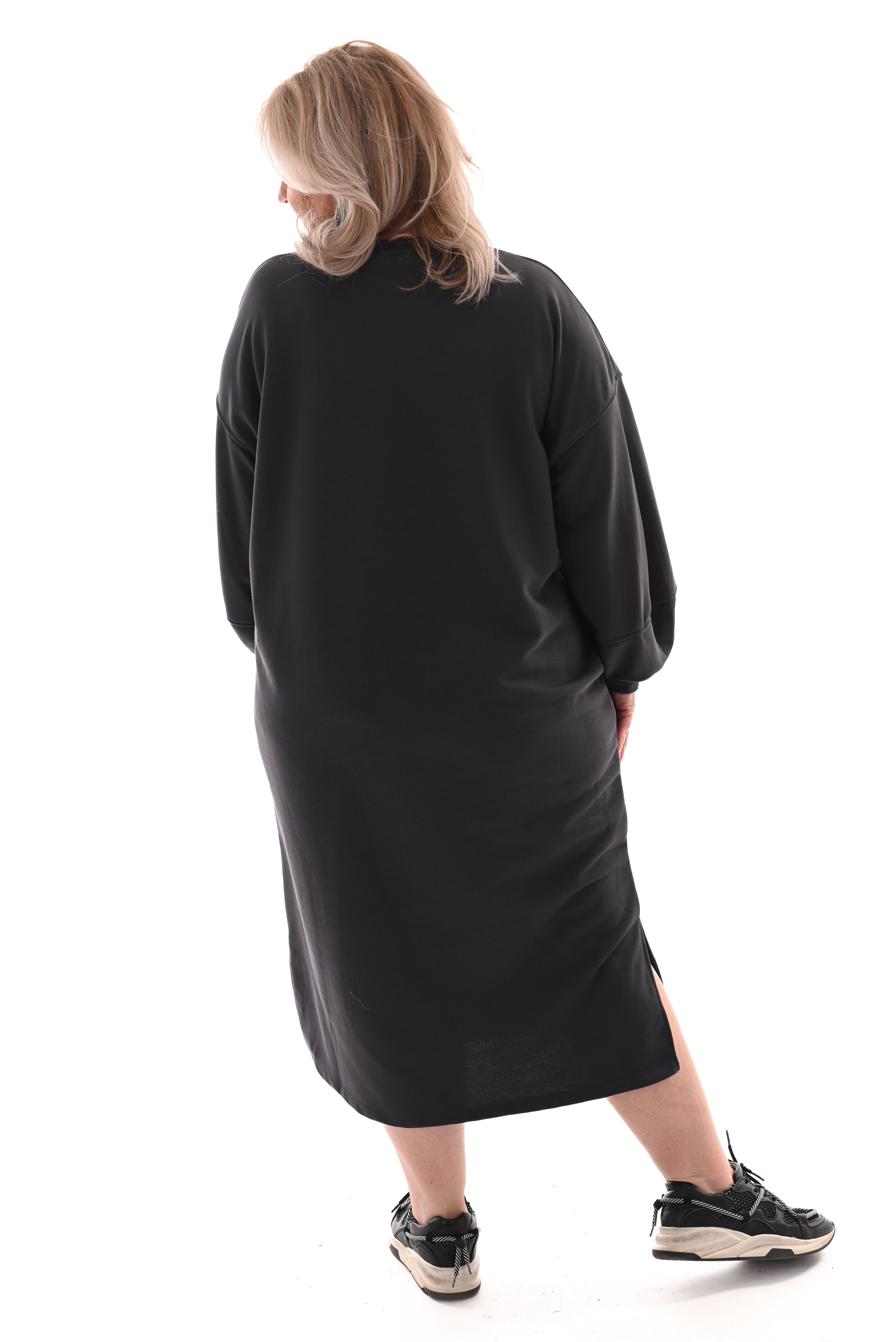 Sweaterdress met zakken antraciet