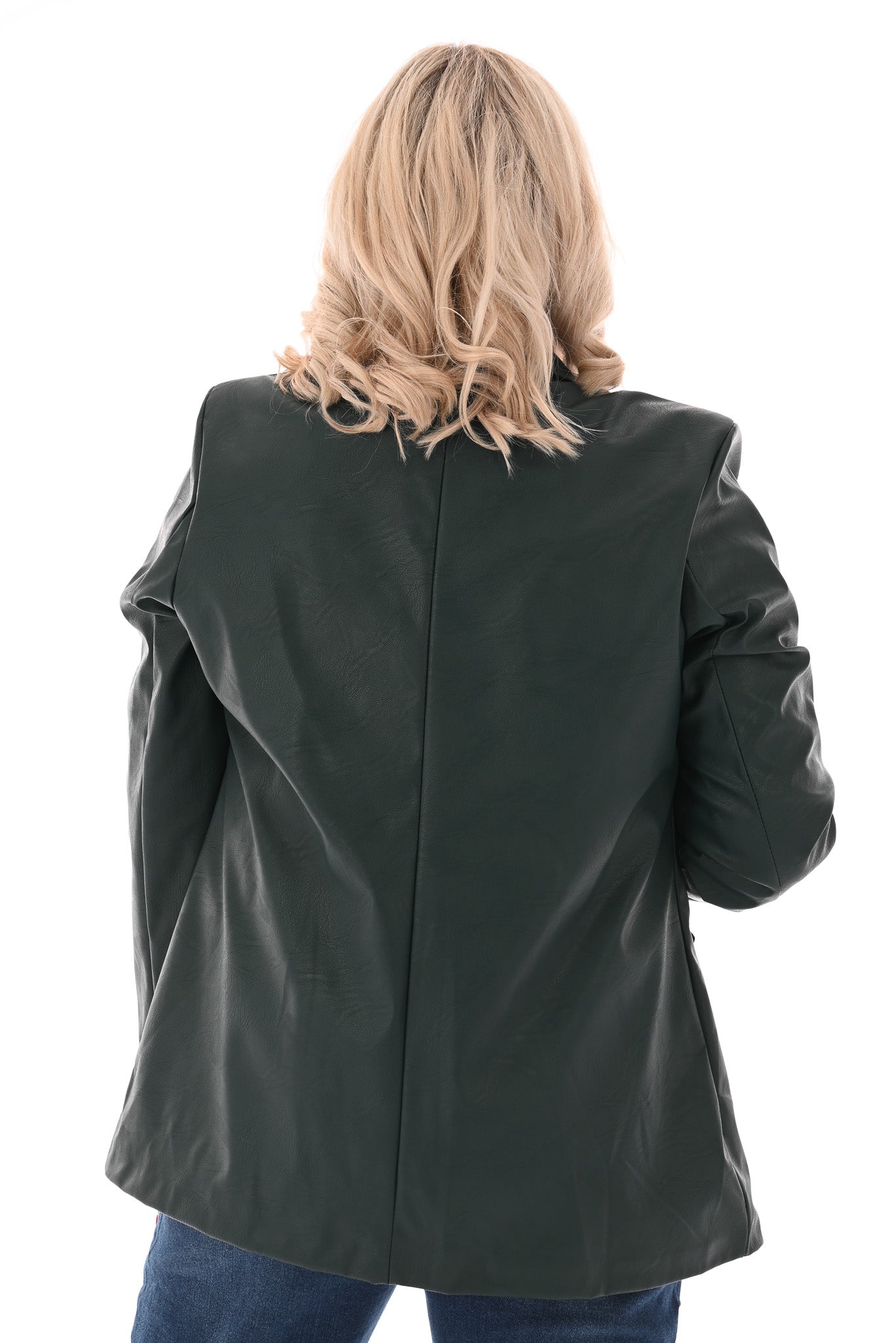 Leatherlook blazer met knopen flessengroen