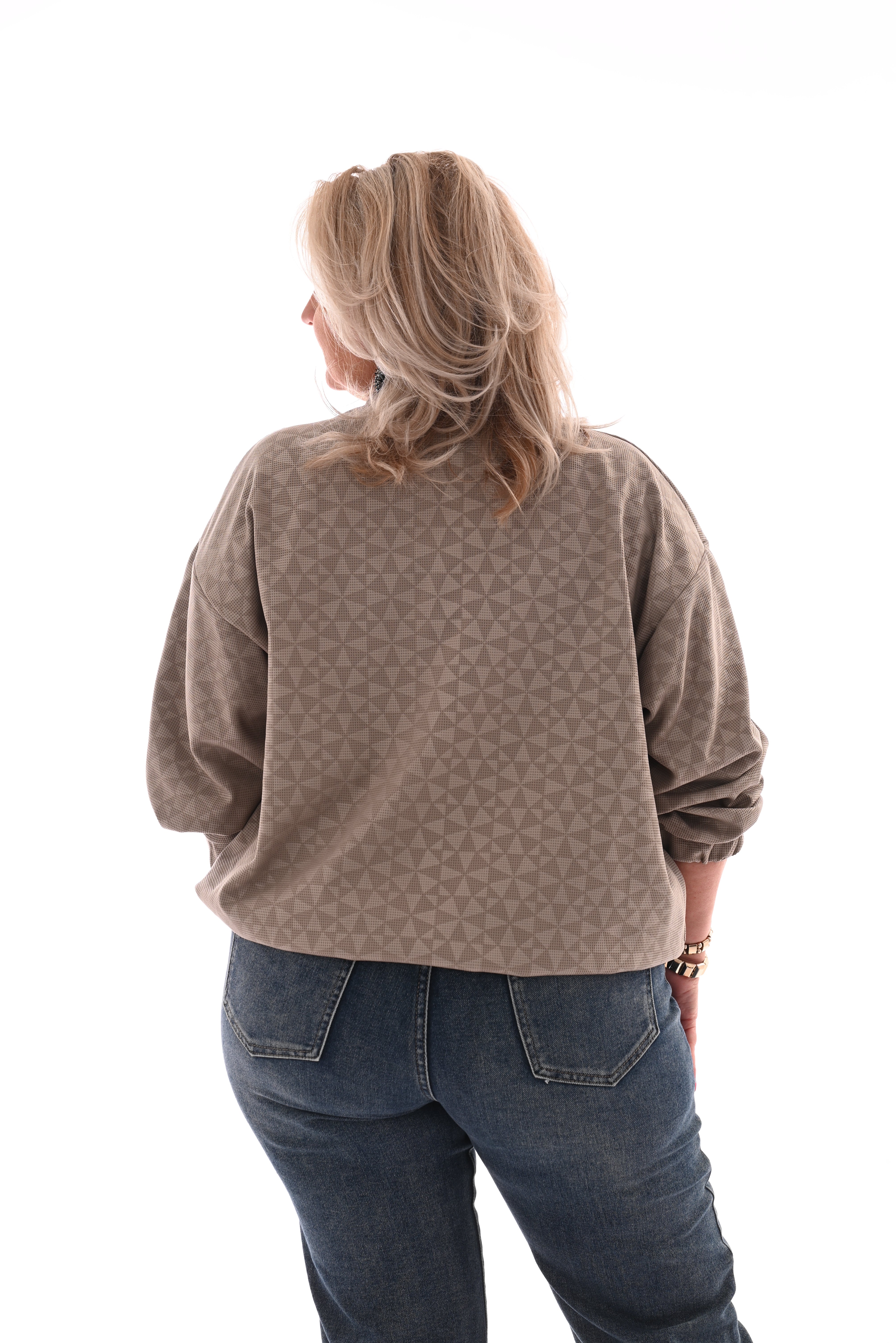 Bomber cirkels met rits taupe