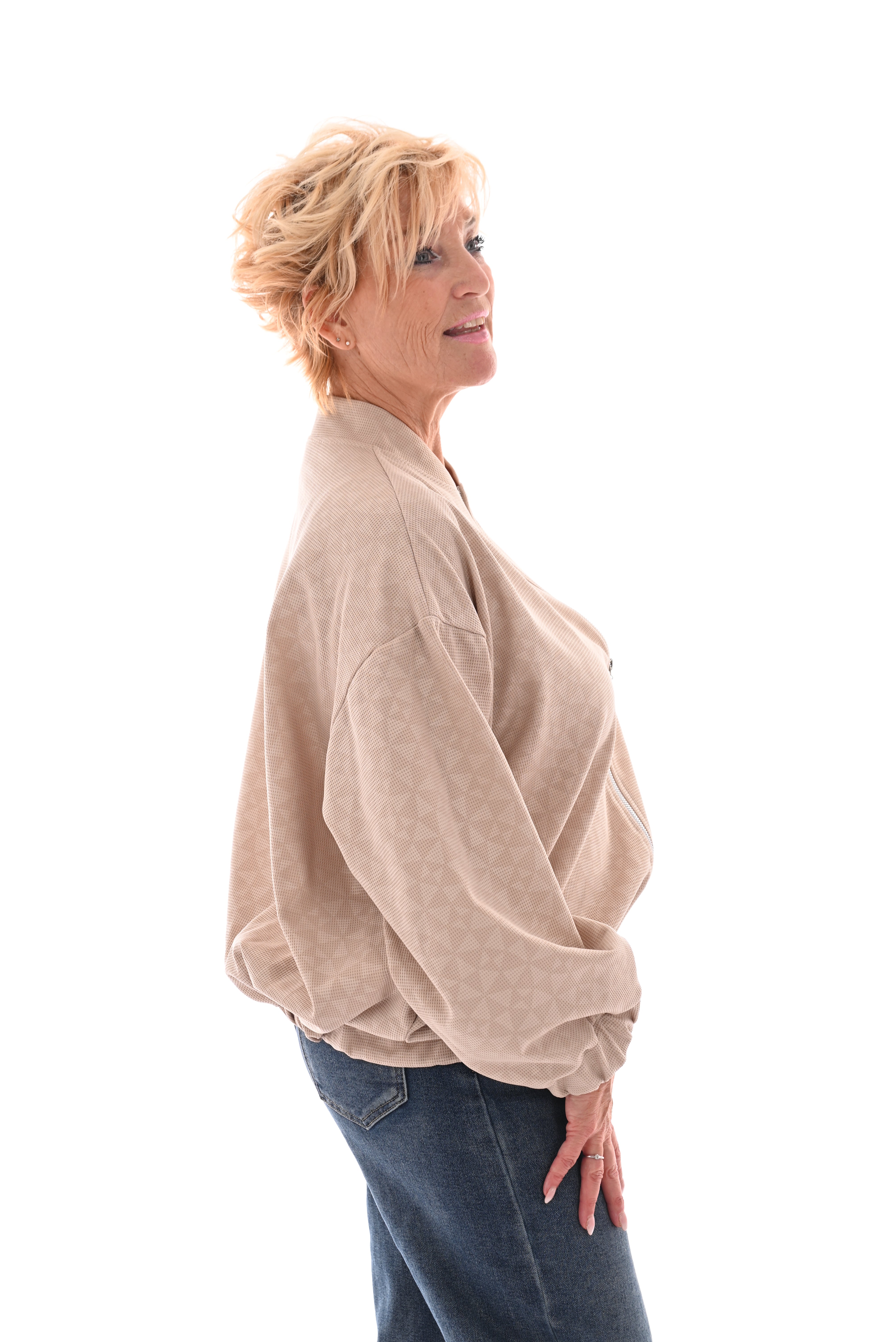 Bomber cirkels met rits beige