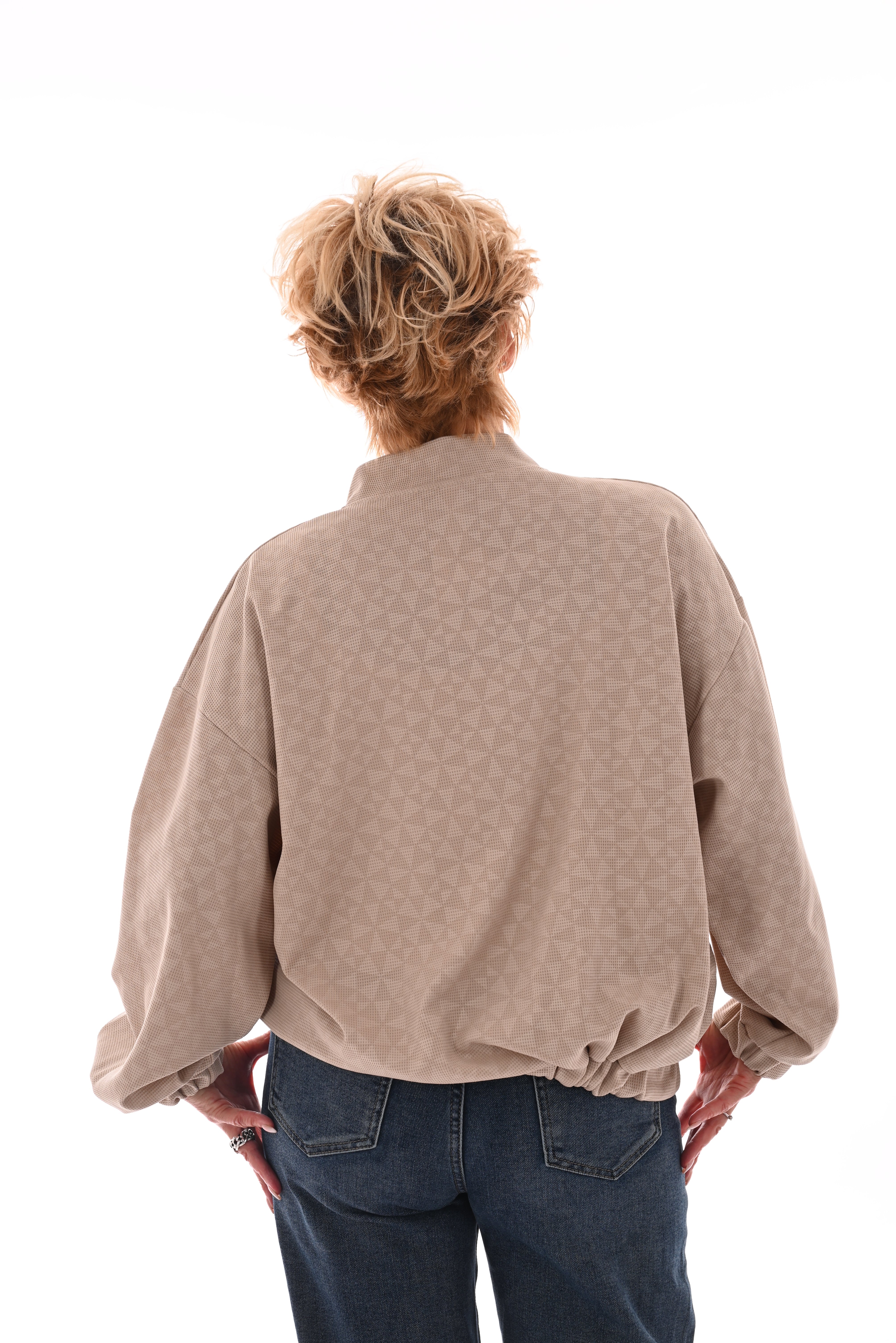 Bomber cirkels met rits beige