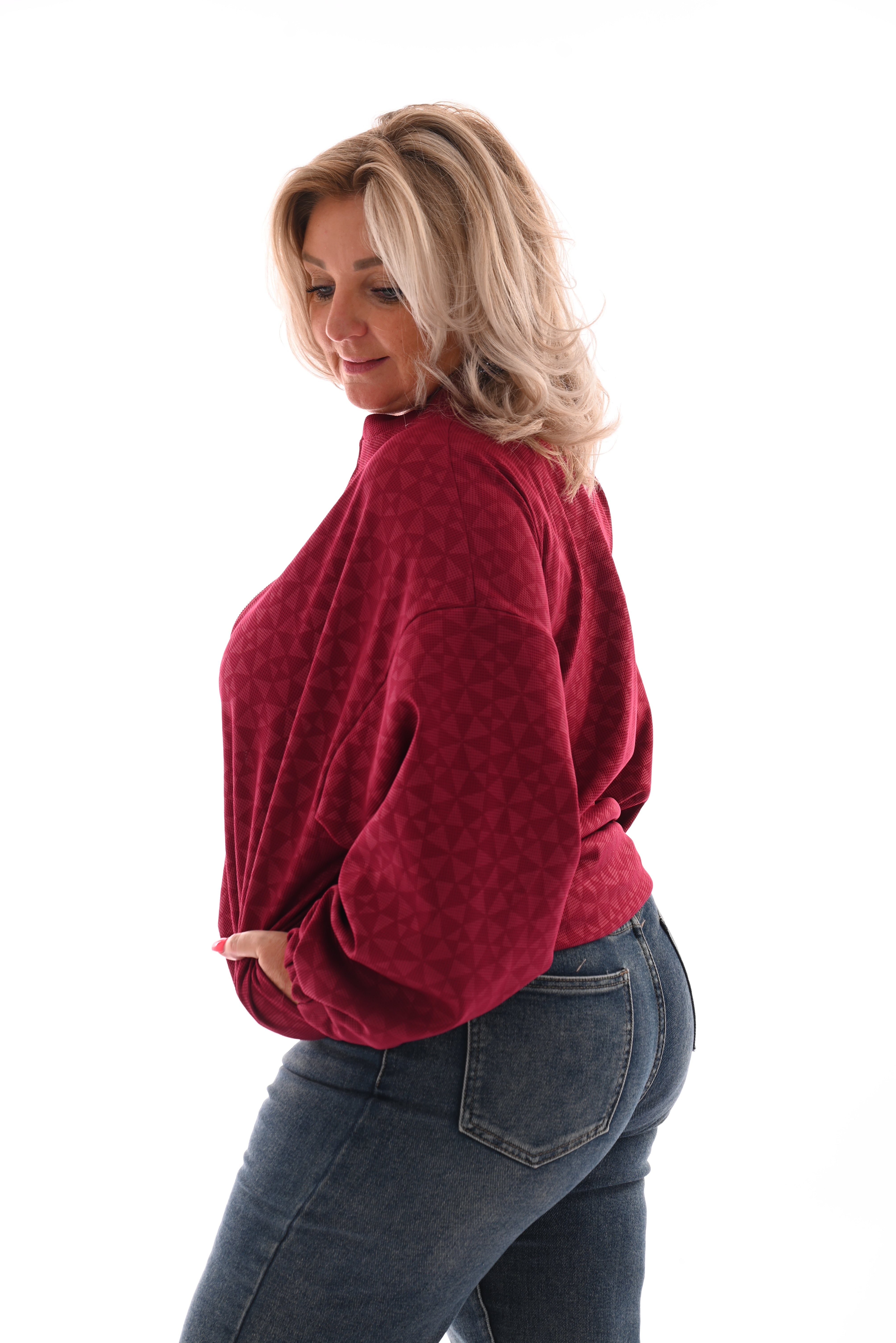Bomber cirkels met rits bordeaux