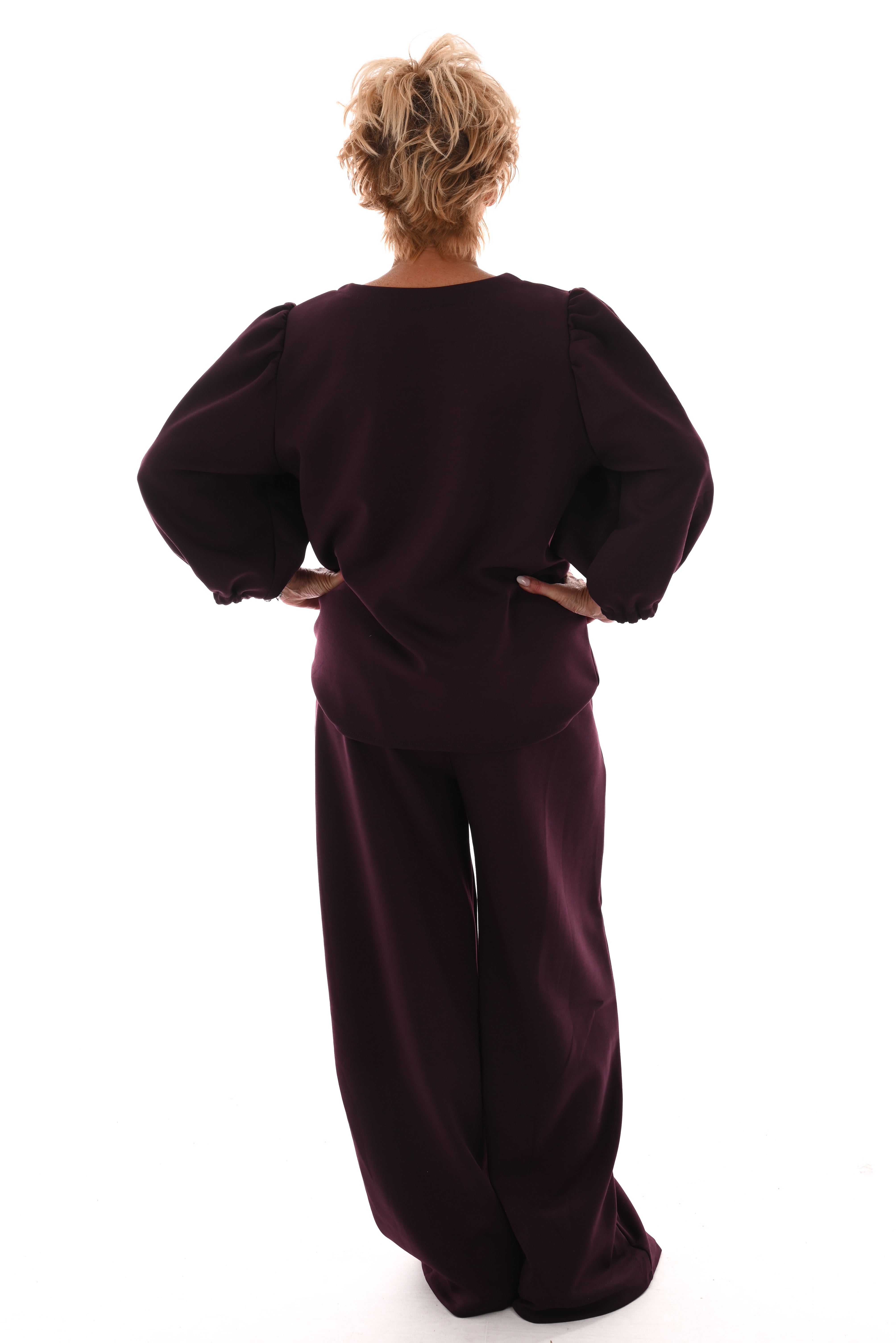 Tweedelig pak 3/4e mouwen deluxe aubergine