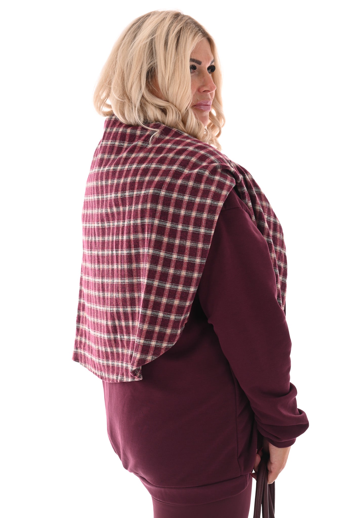 Oversized sweater ronde hals uni aubergine