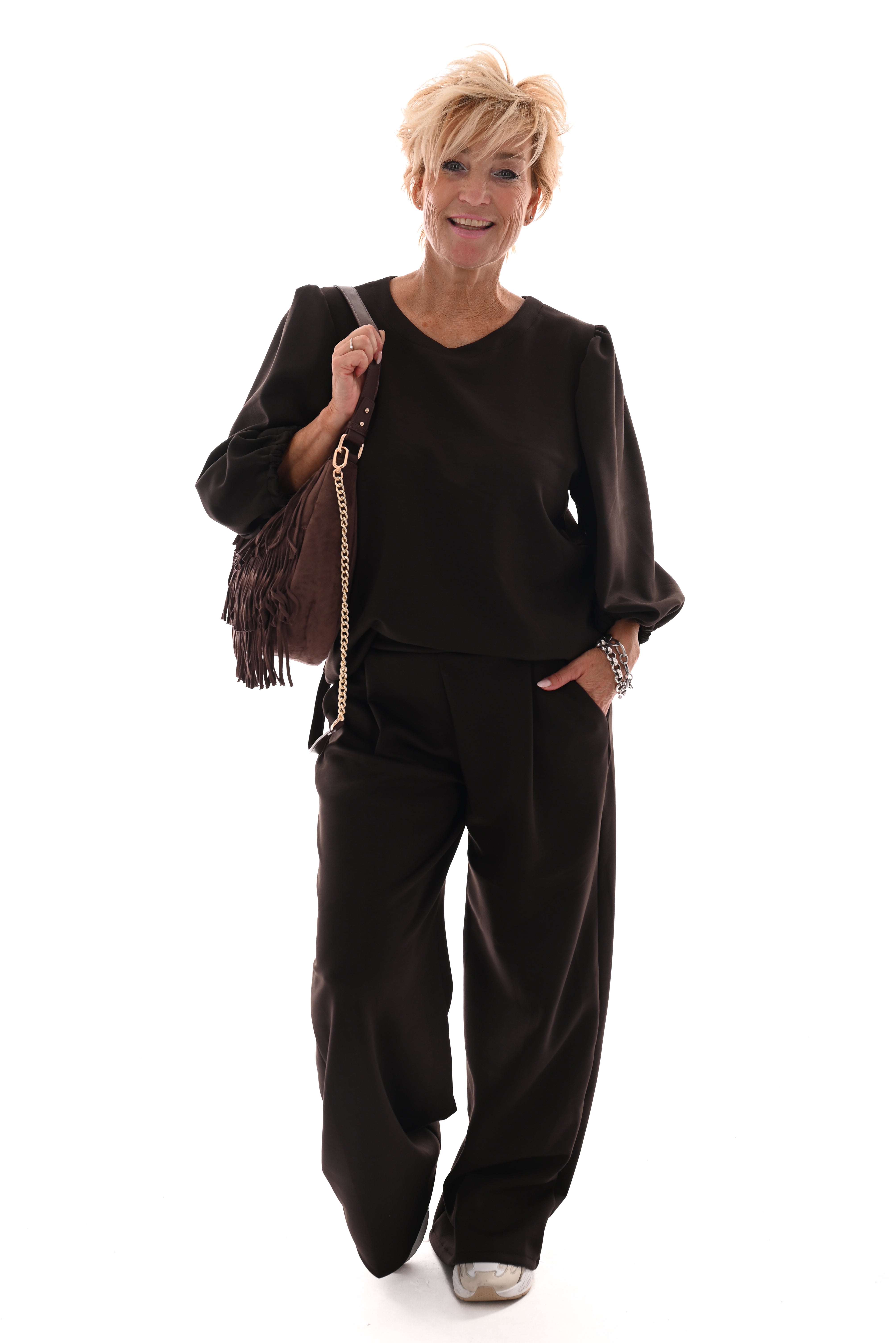 Tweedelig pak 3/4e mouwen deluxe donkerbruin