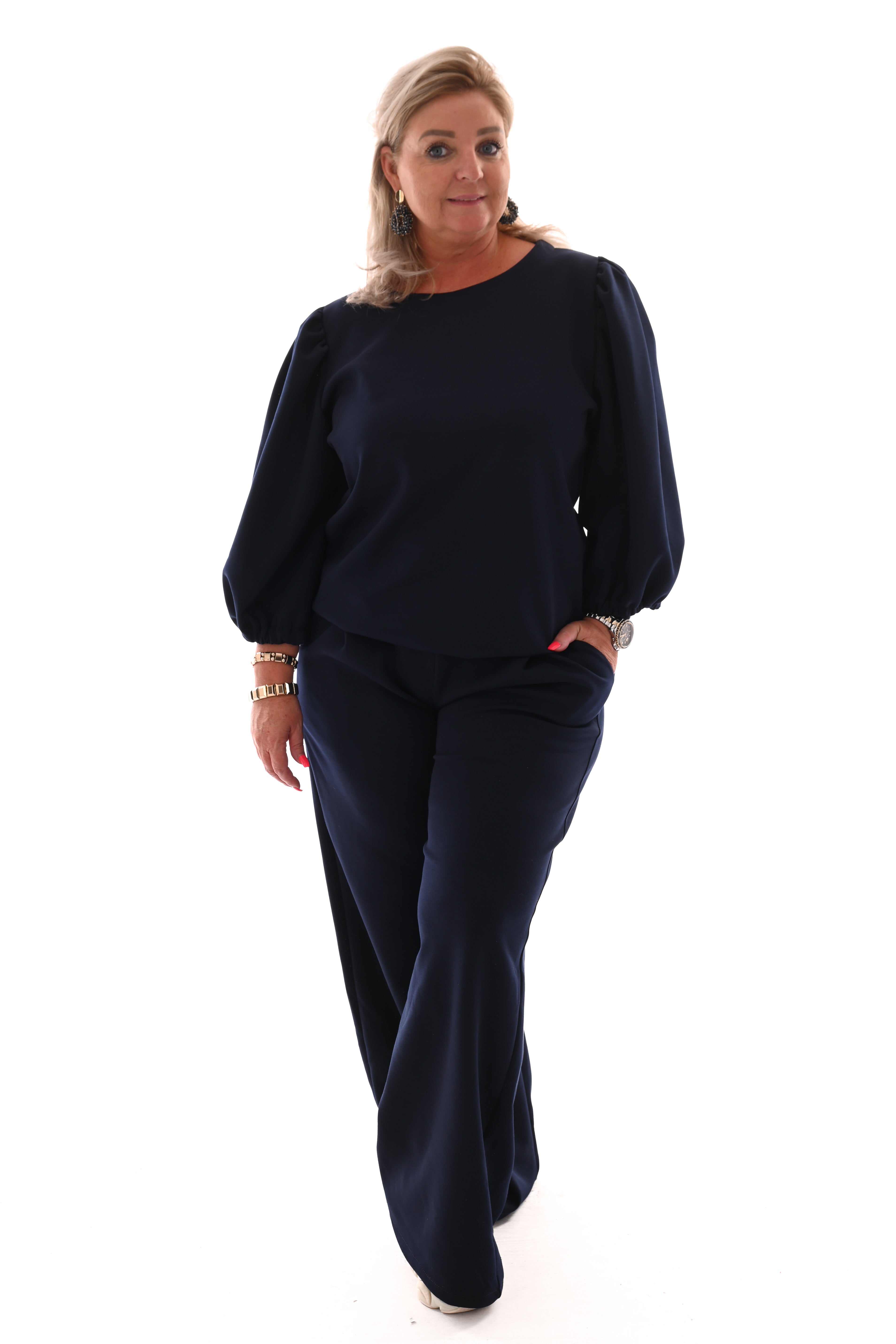 Tweedelig pak 3/4e mouwen deluxe marineblauw