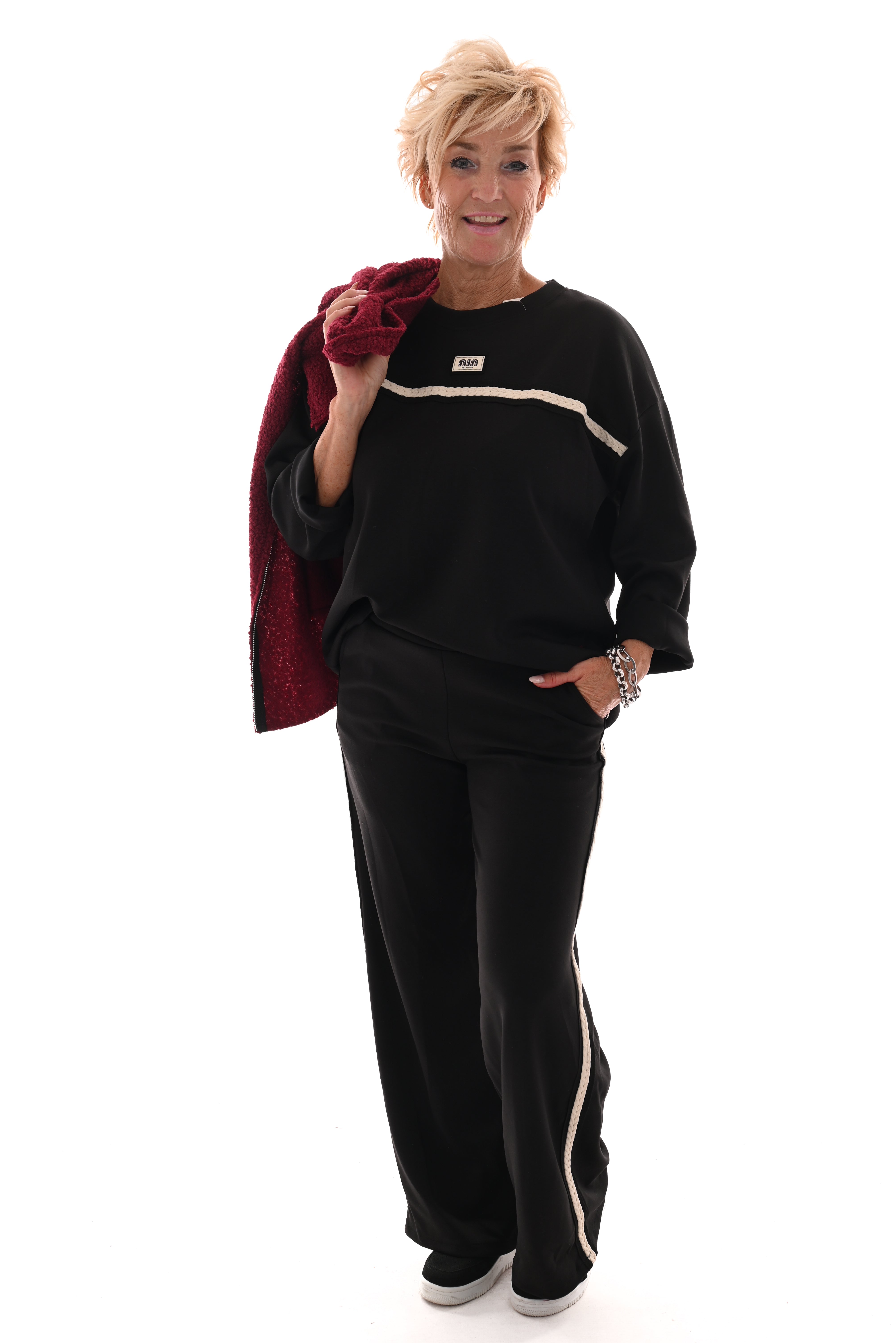 Tweedelig set nin strepenbies zwart