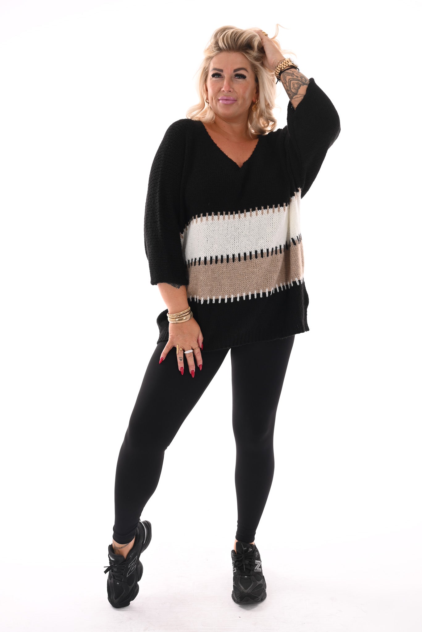 Gebreide trui v-hals zwart