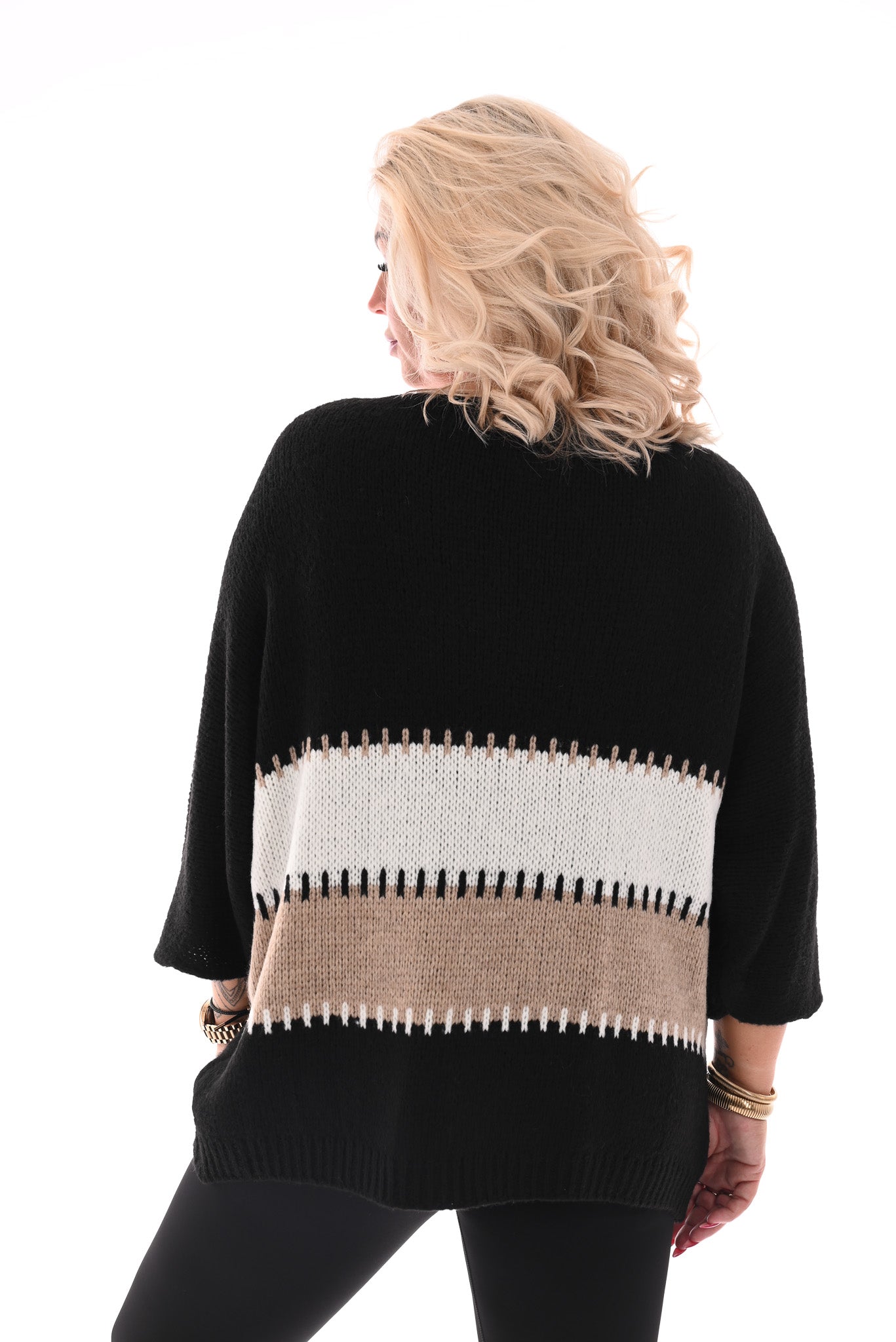 Gebreide trui v-hals zwart