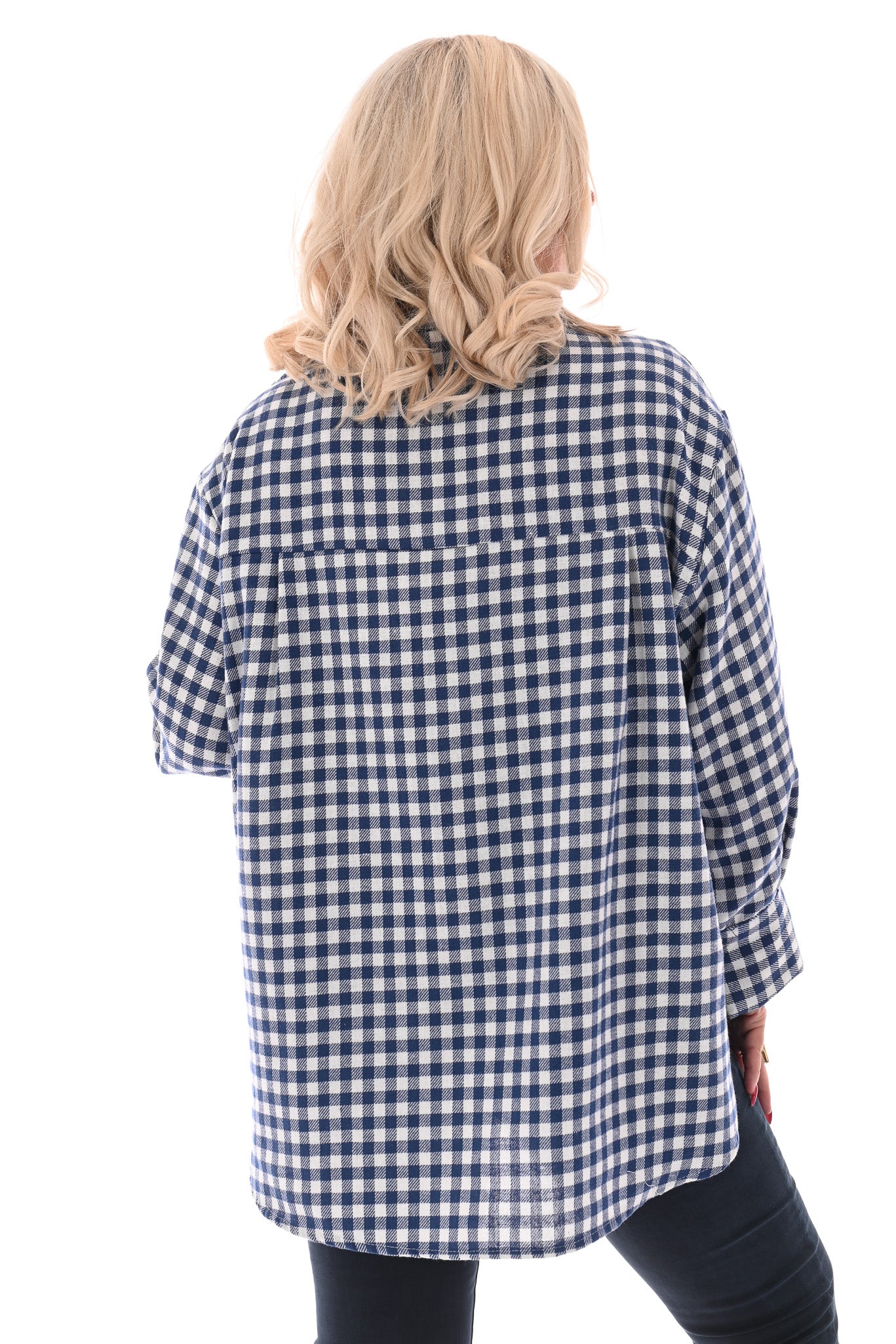 Houthakkers blouse met applicatie blauw
