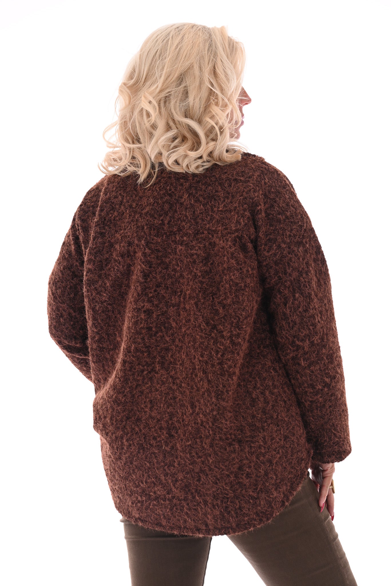 Wavy boucle jas bruin