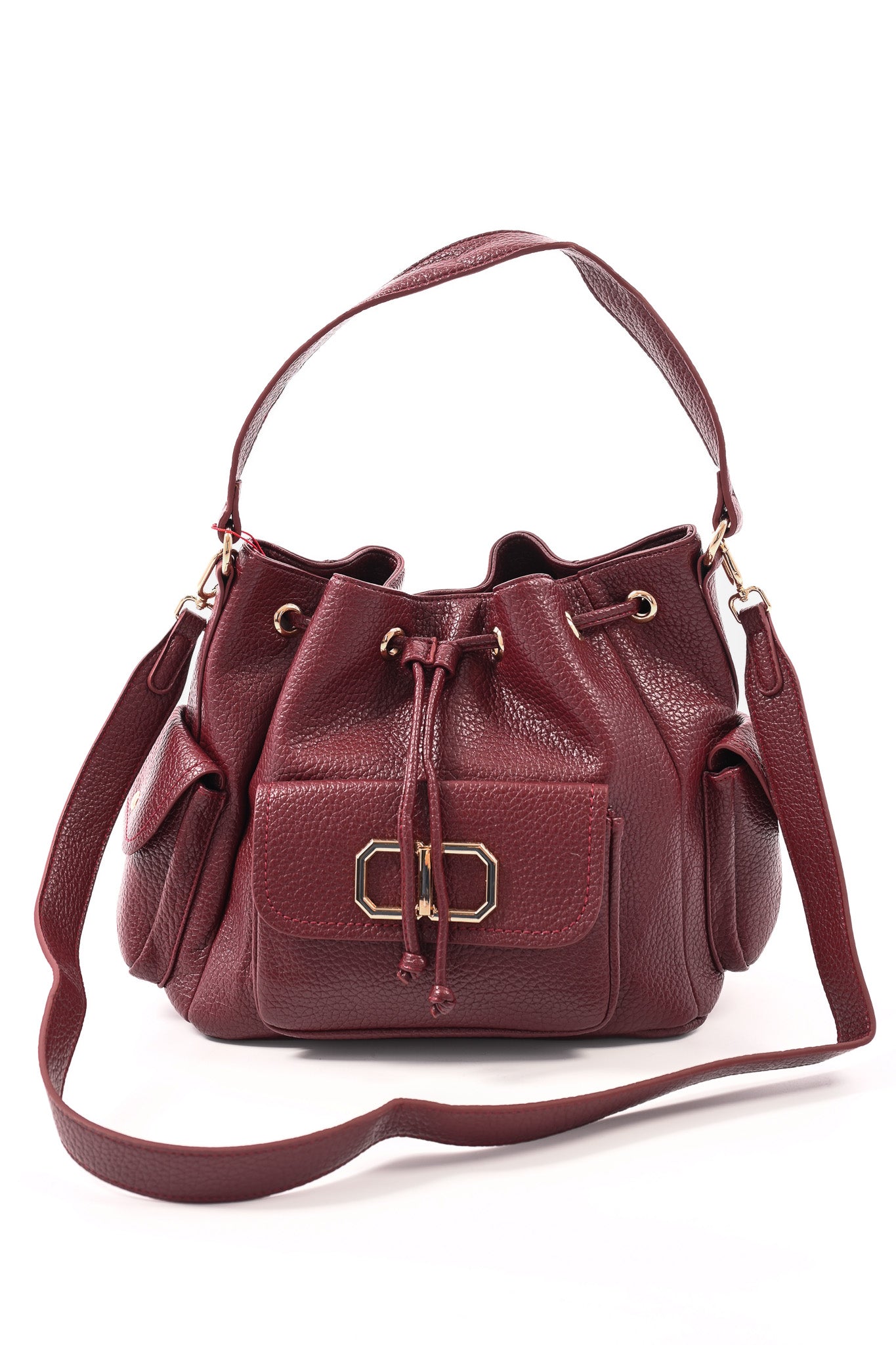Crossbody tas goude details bordeaux