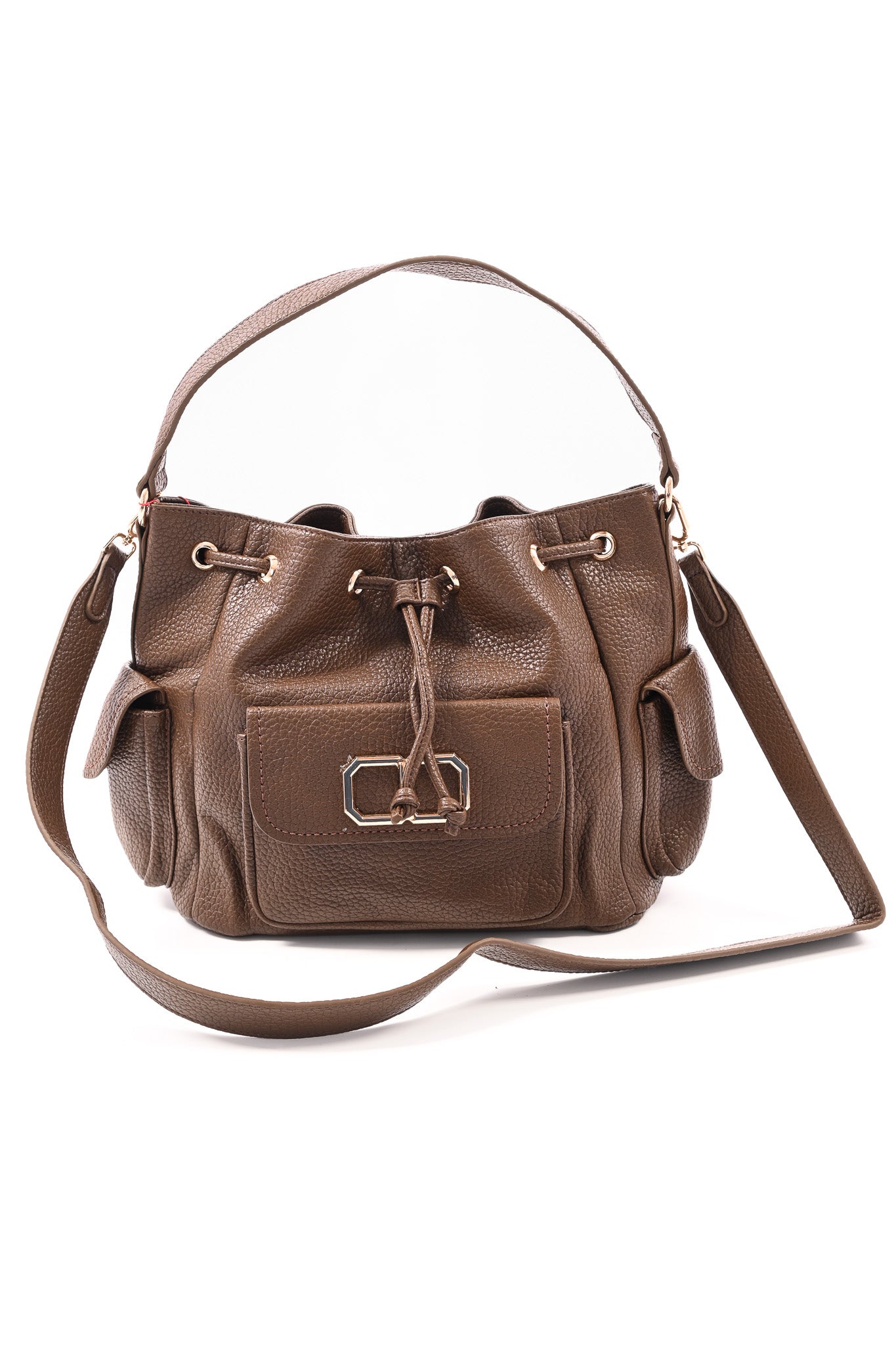 Crossbody tas goude details bruin