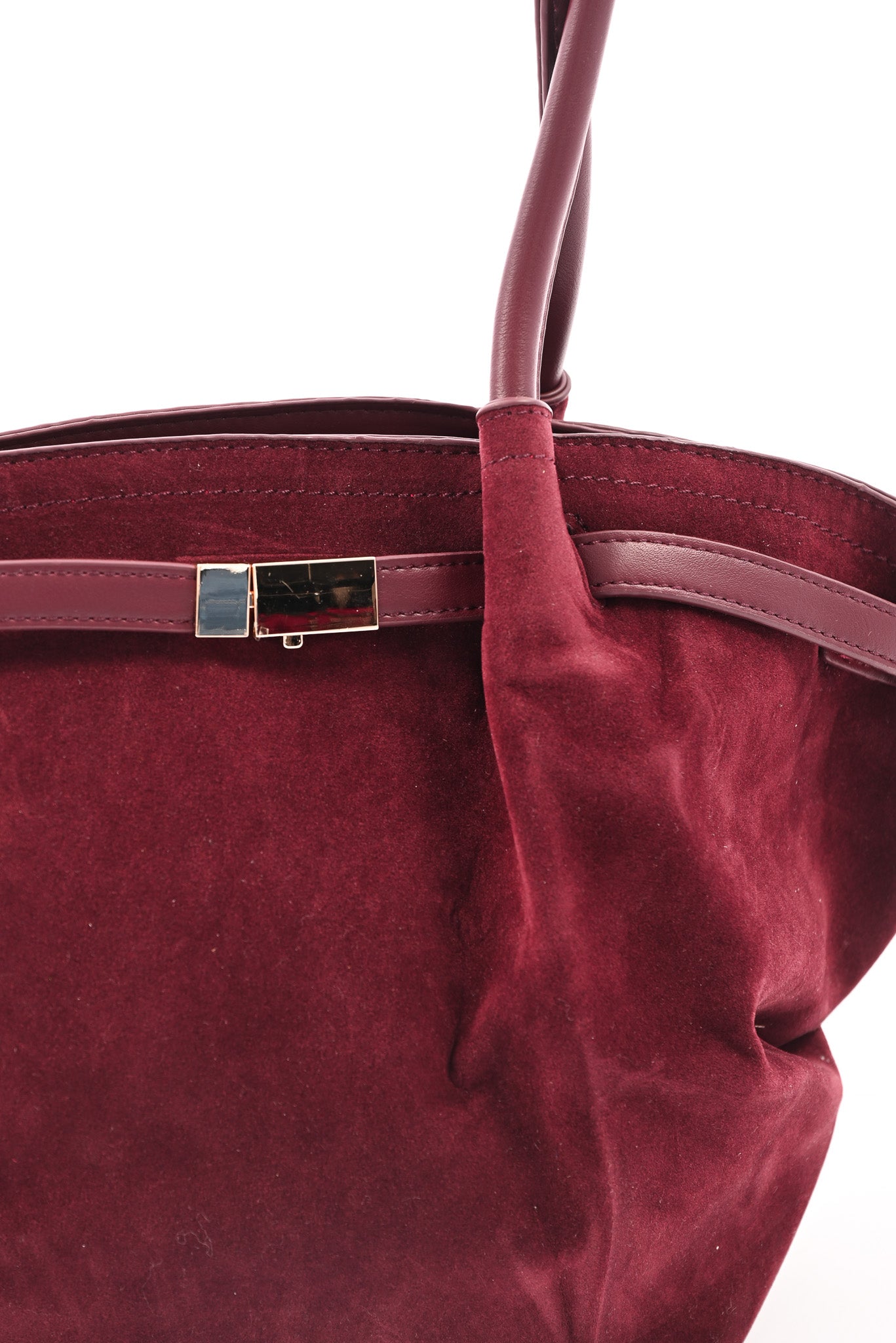 Suedinelook schoudertas met gesp bordeaux