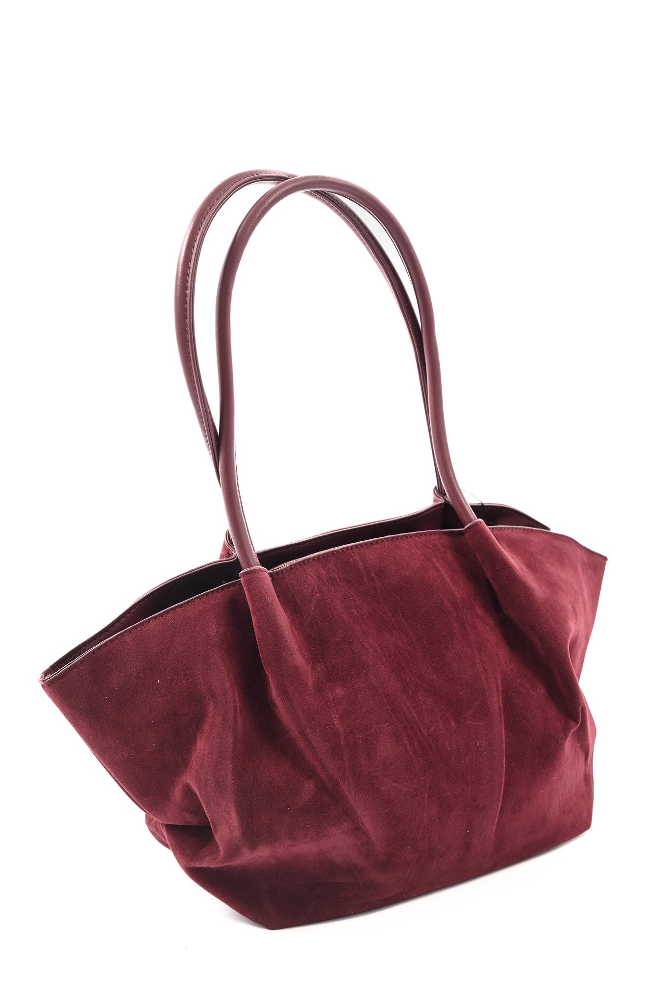 Suedinelook schoudertas met gesp bordeaux