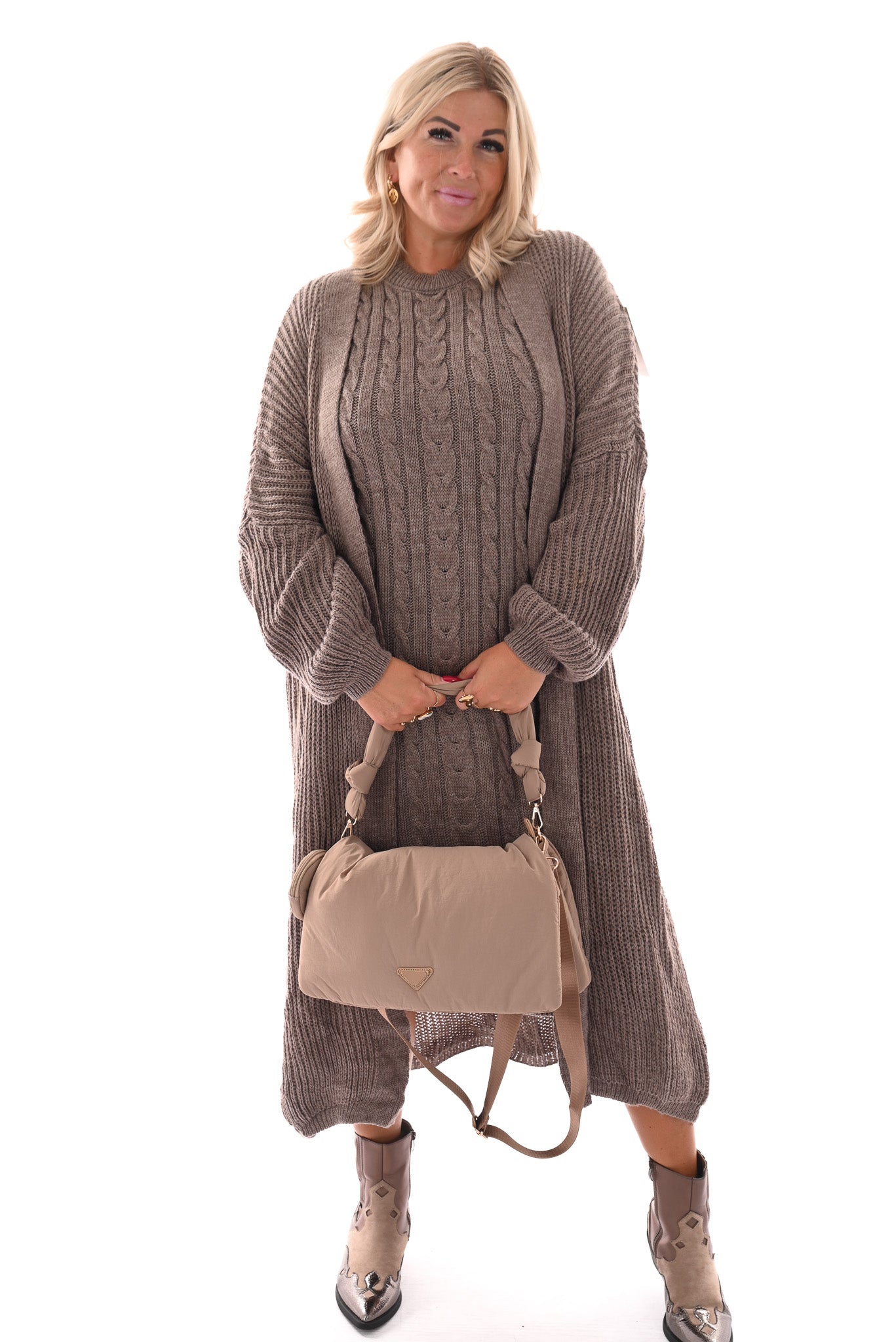 Puffer tas geknoopt beige