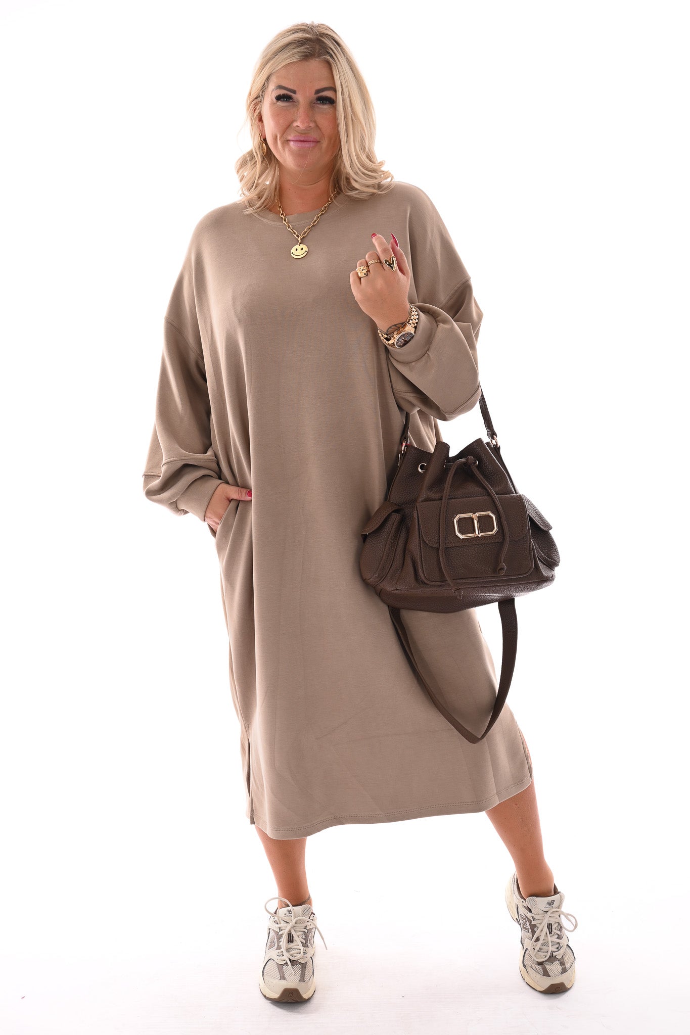 Crossbody tas goude details bruin