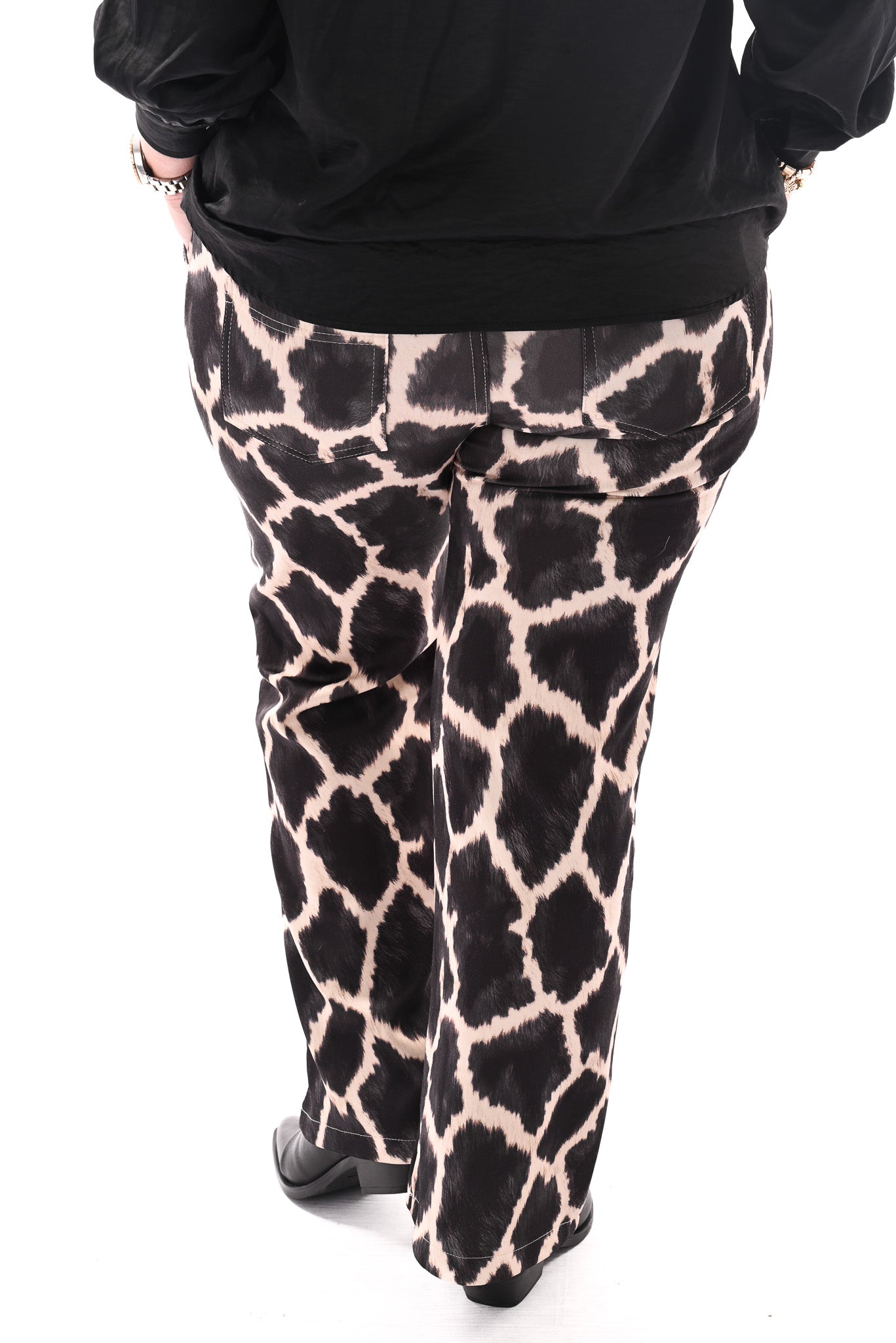 Broek giraffe print zwart