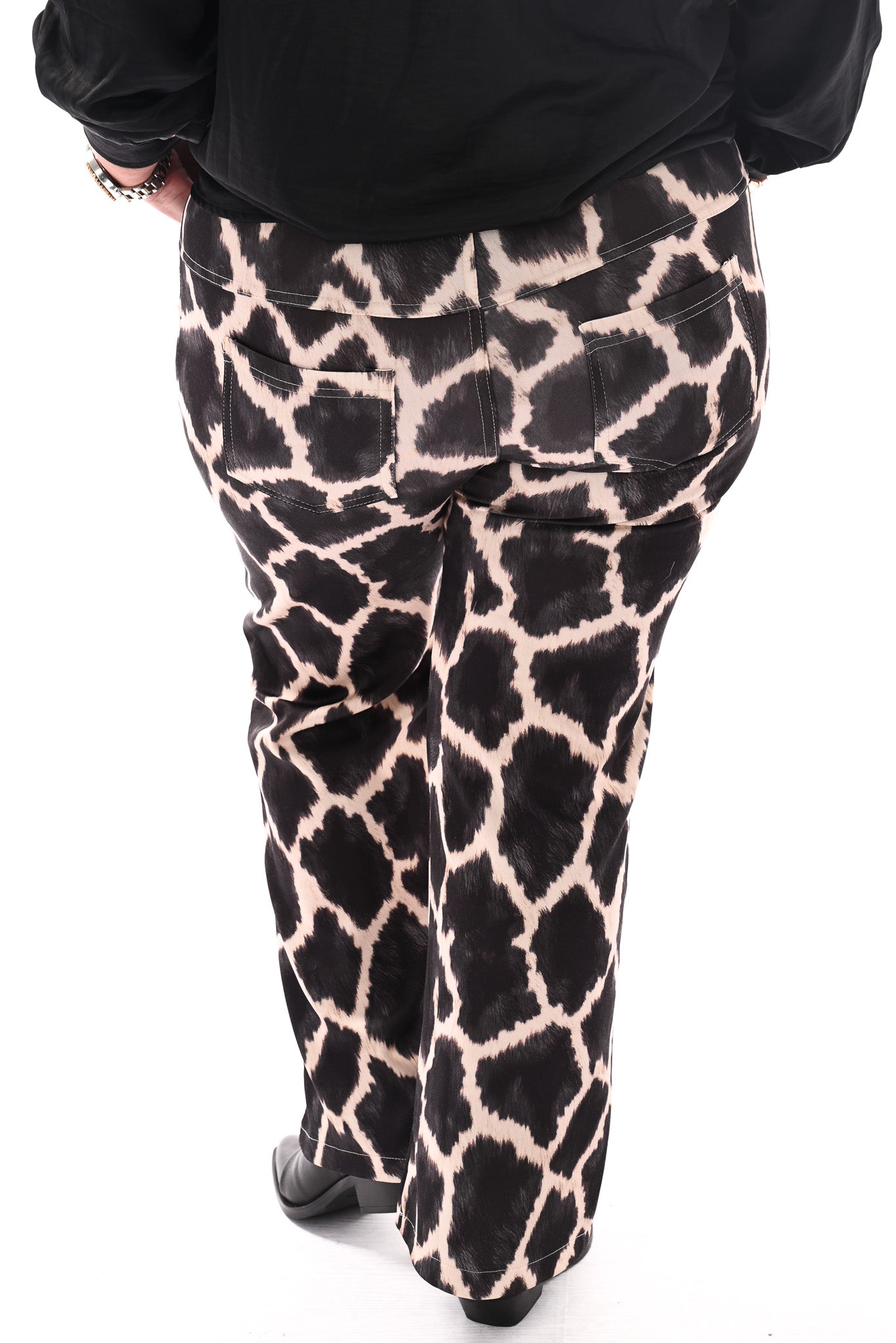 Broek giraffe print zwart