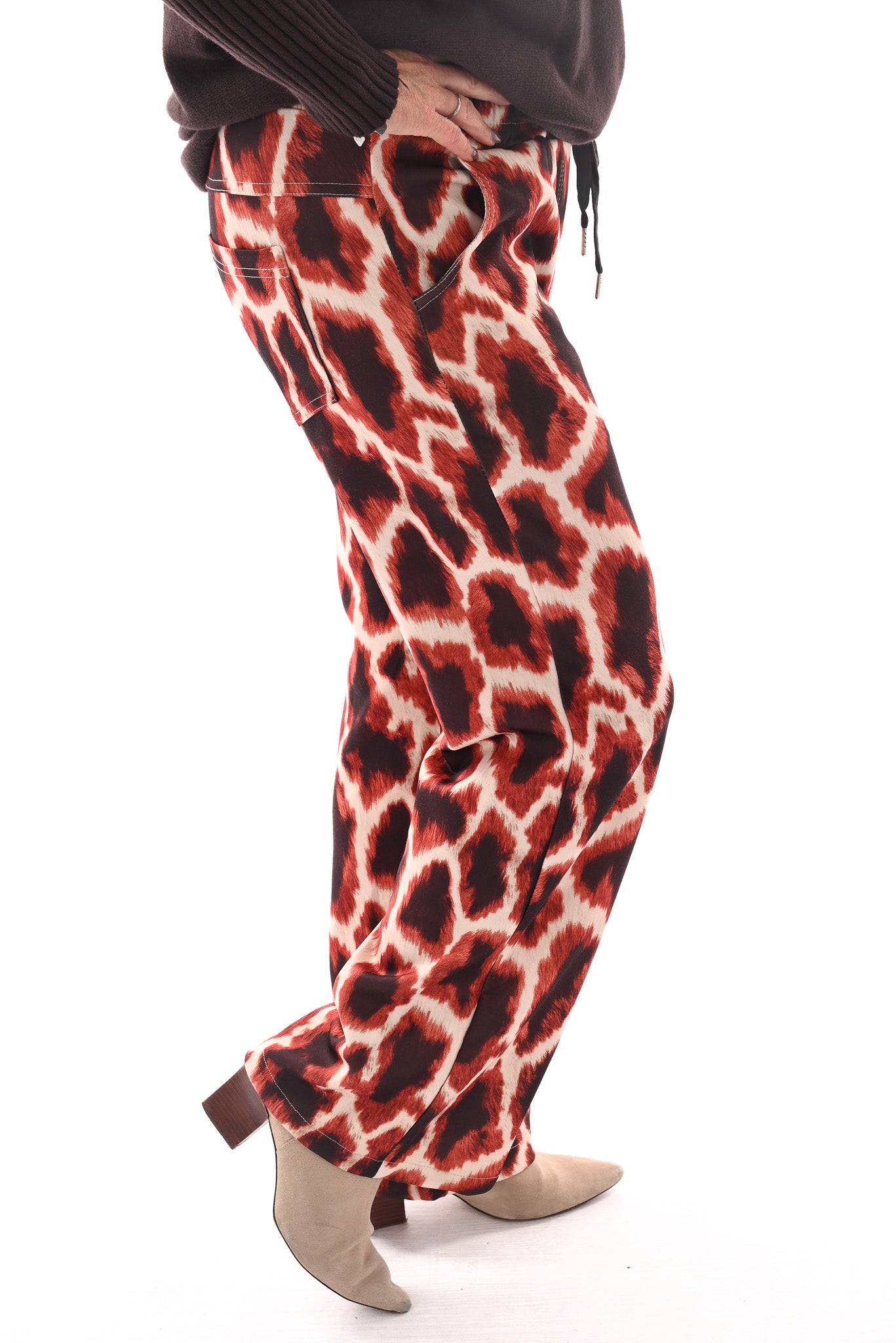 Broek giraffe print oranje
