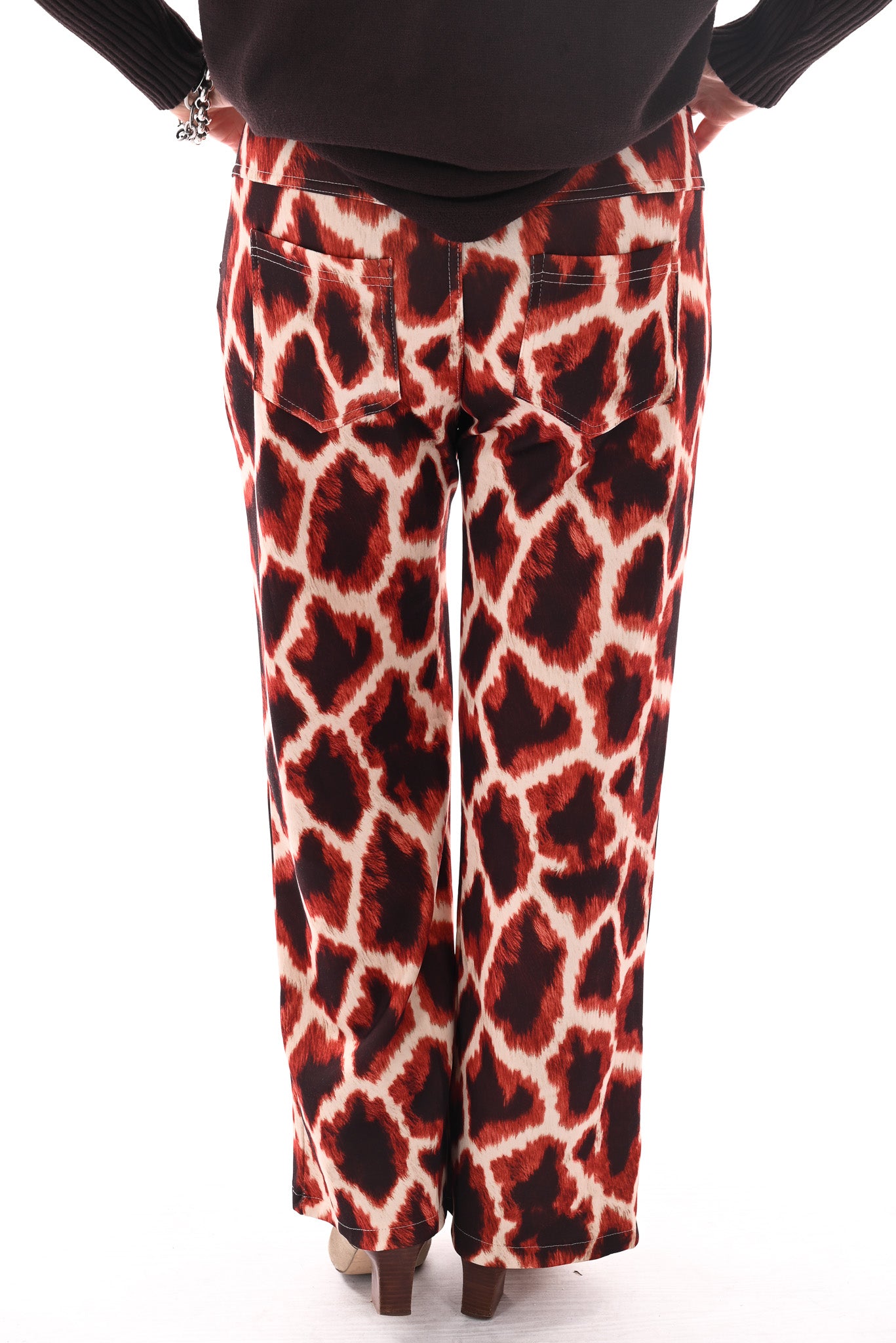 Broek giraffe print oranje
