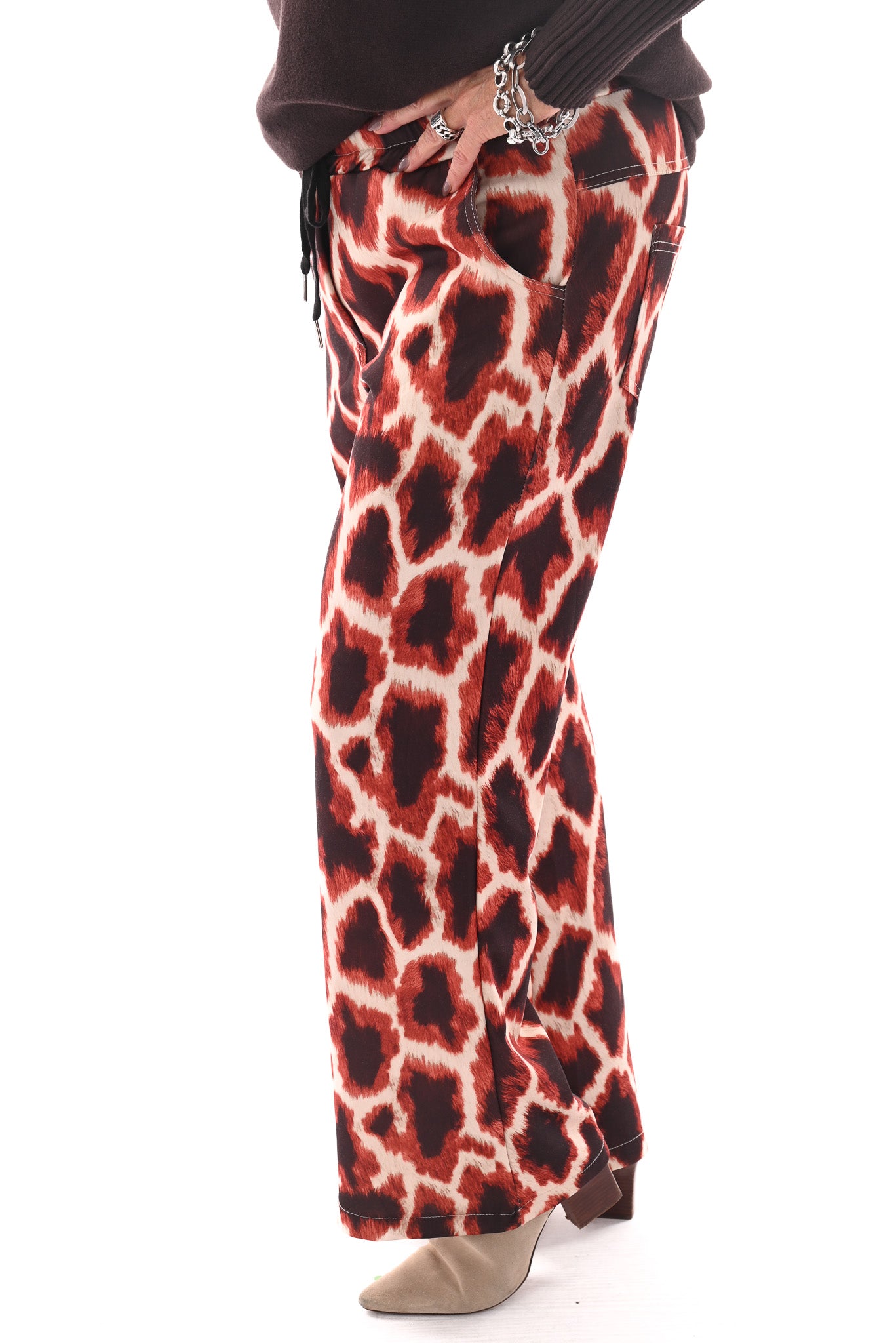 Broek giraffe print oranje