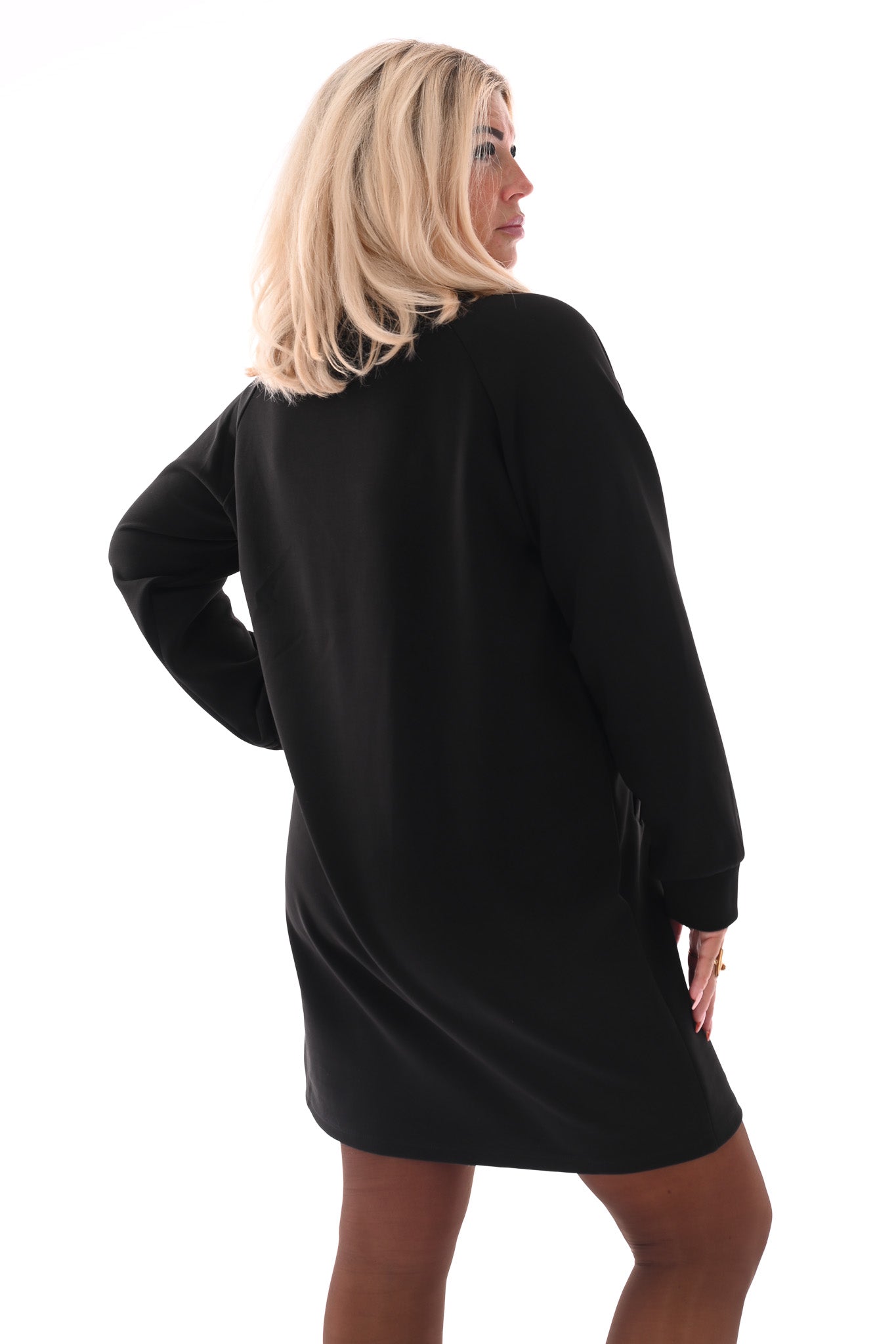 Sweaterdress deluxe met zakken zwart