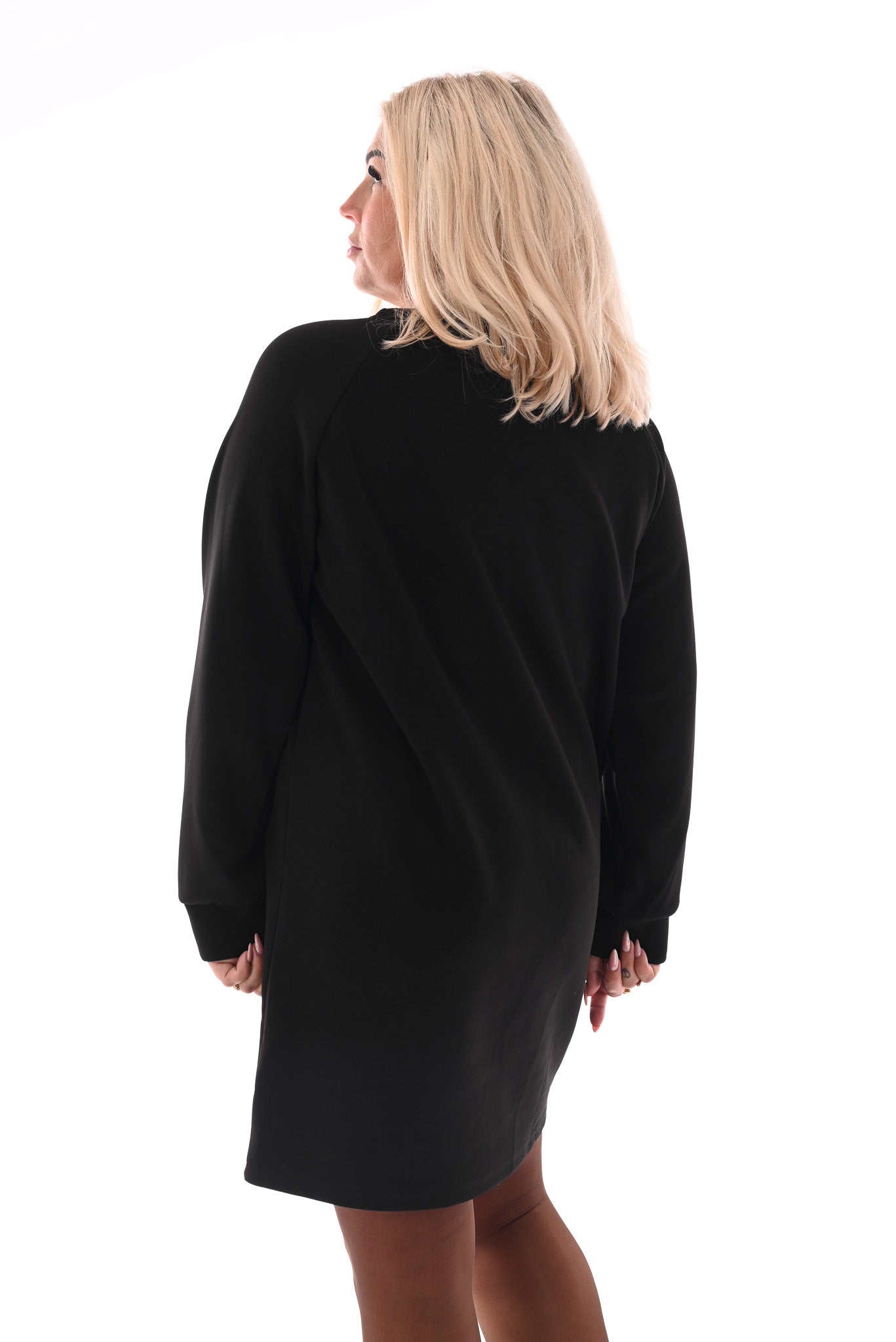 Sweaterdress deluxe met zakken zwart